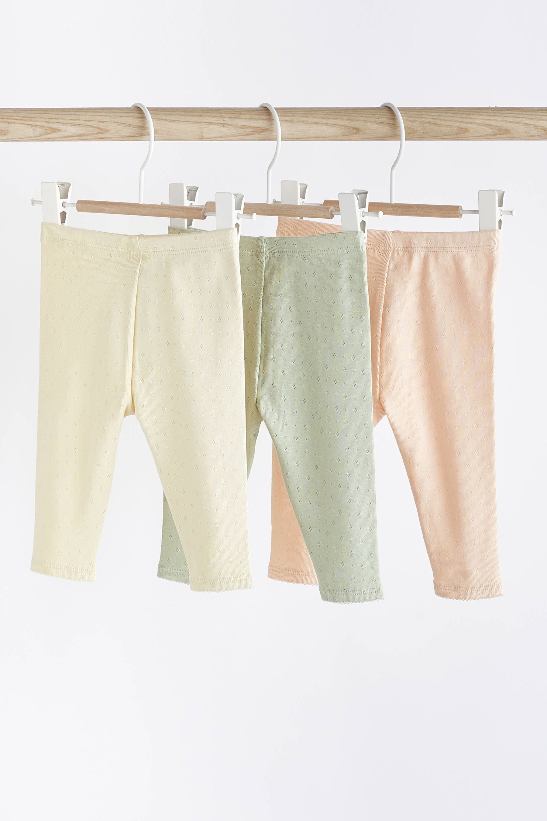 Sage Green Pointelle Baby Leggings 3 Pack