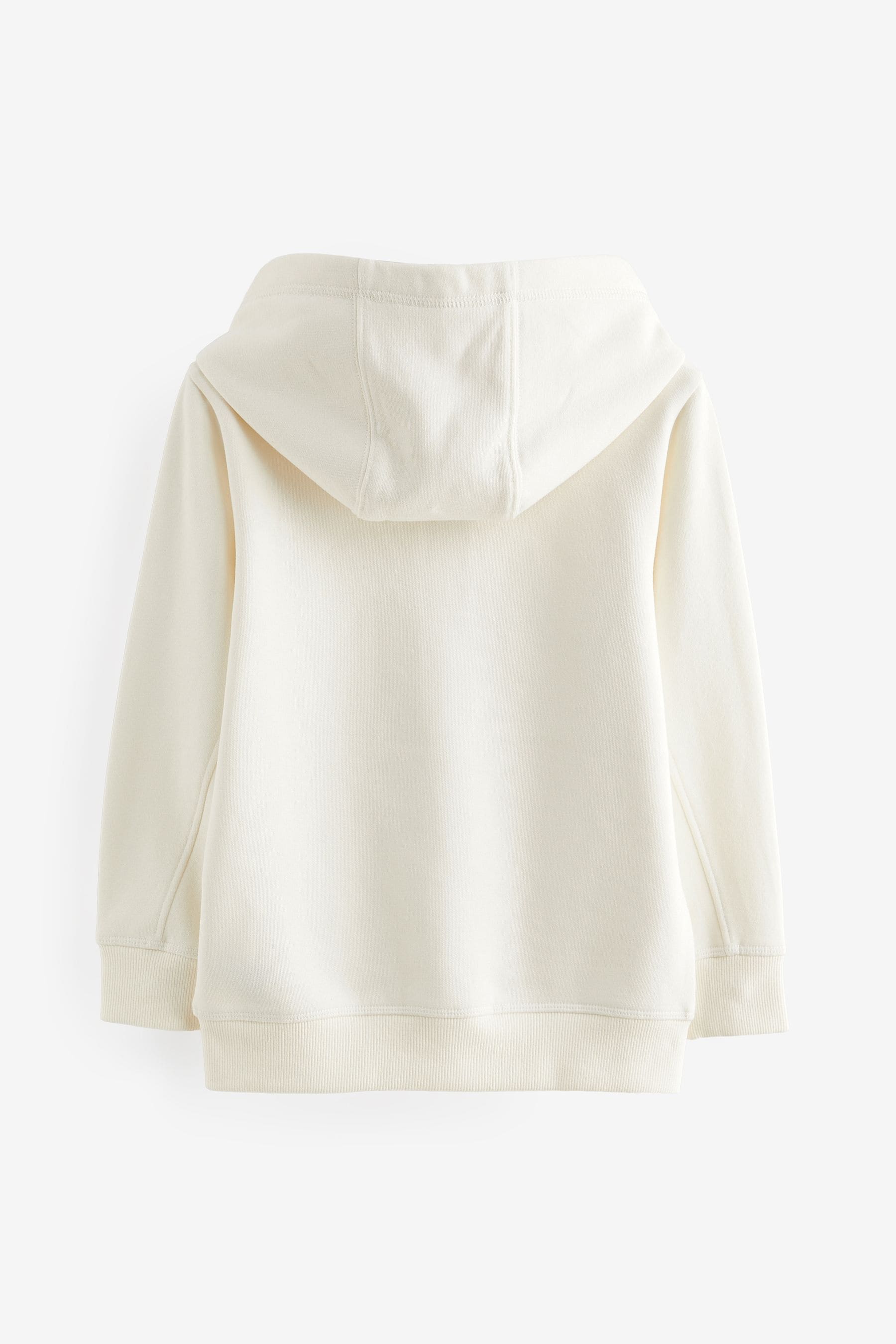 Ecru White Plain Zip Through Hoodie (3-16yrs)