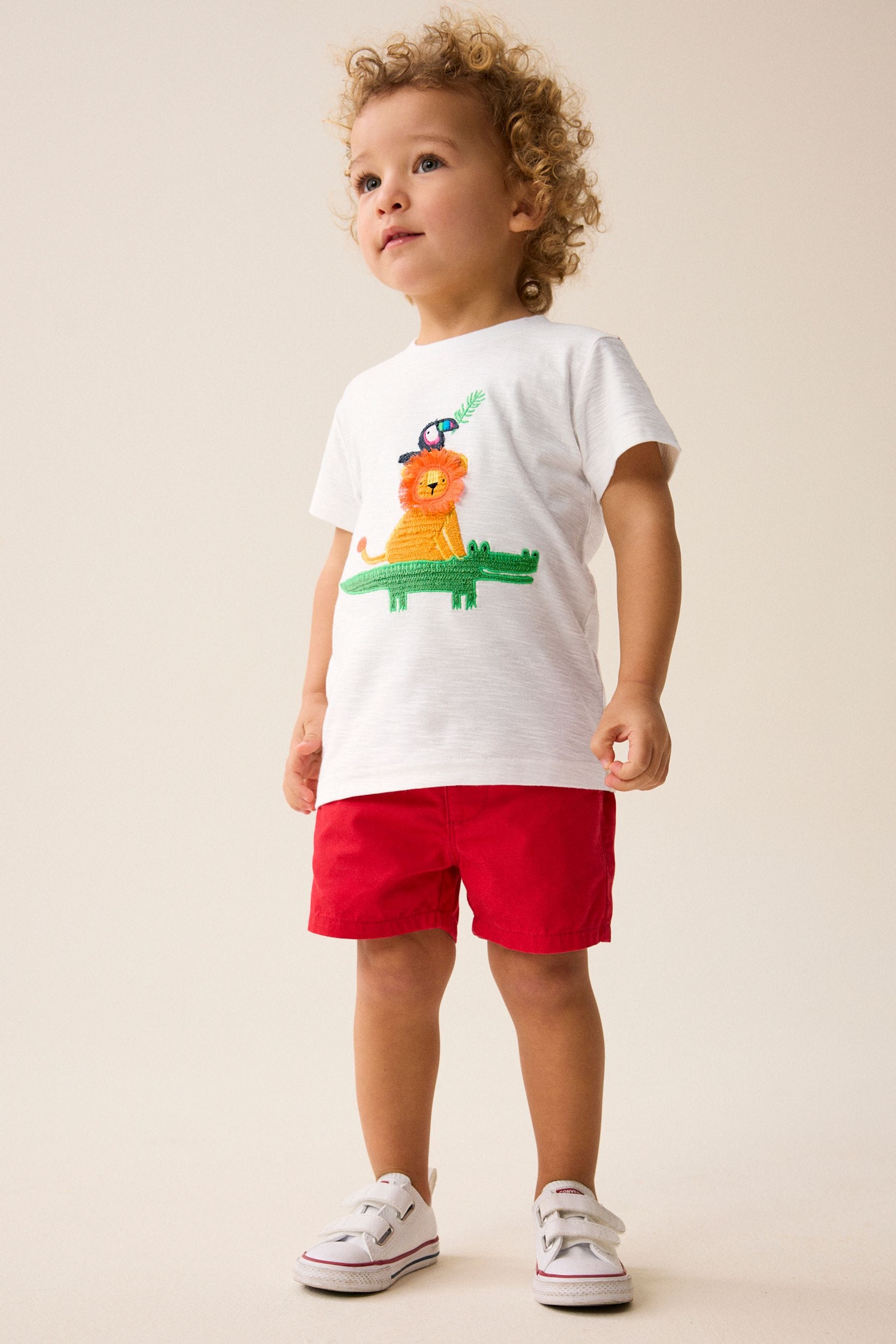 White Appliqué Character Short Sleeve T-Shirt (3mths-7yrs)