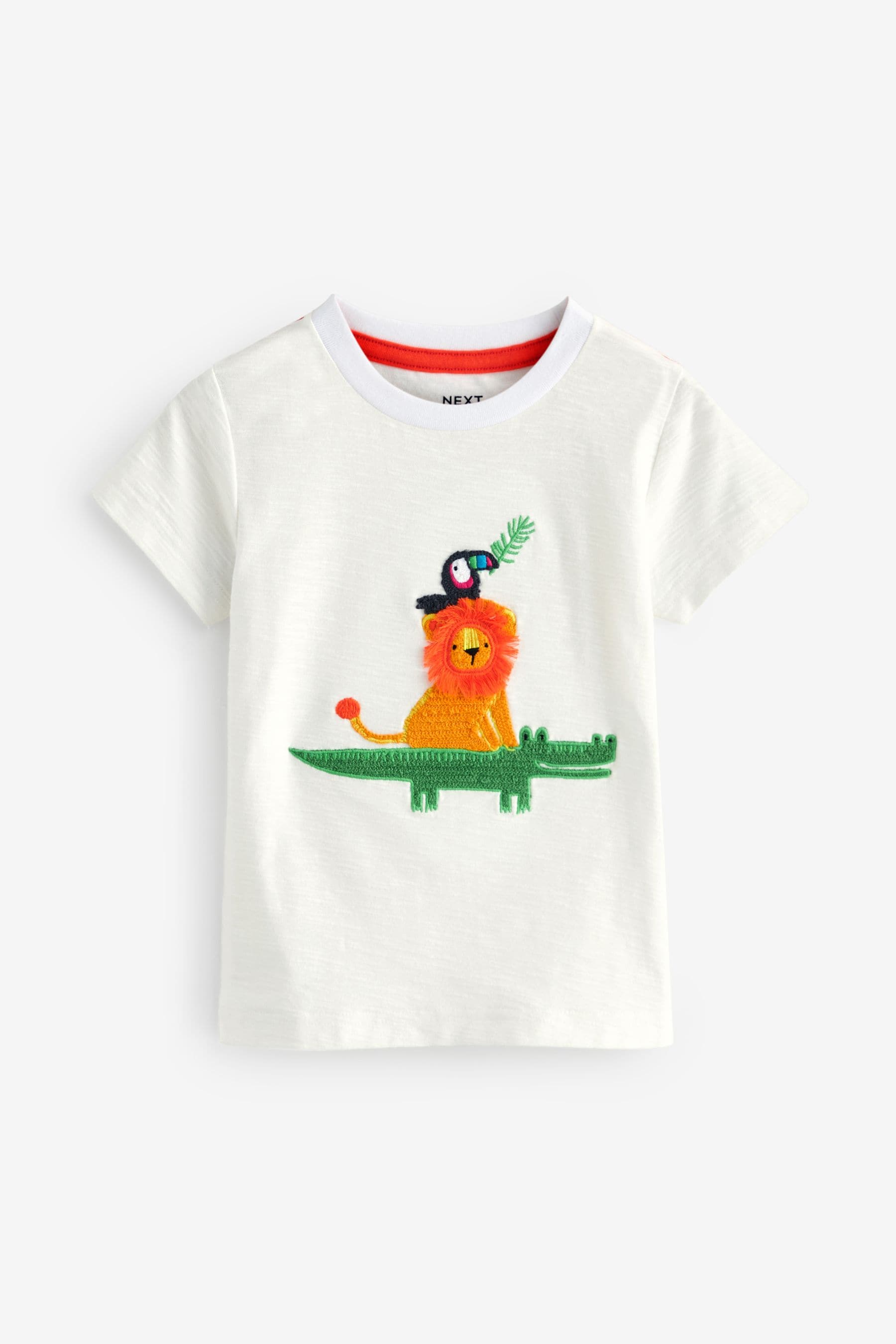 White Appliqué Character Short Sleeve T-Shirt (3mths-7yrs)