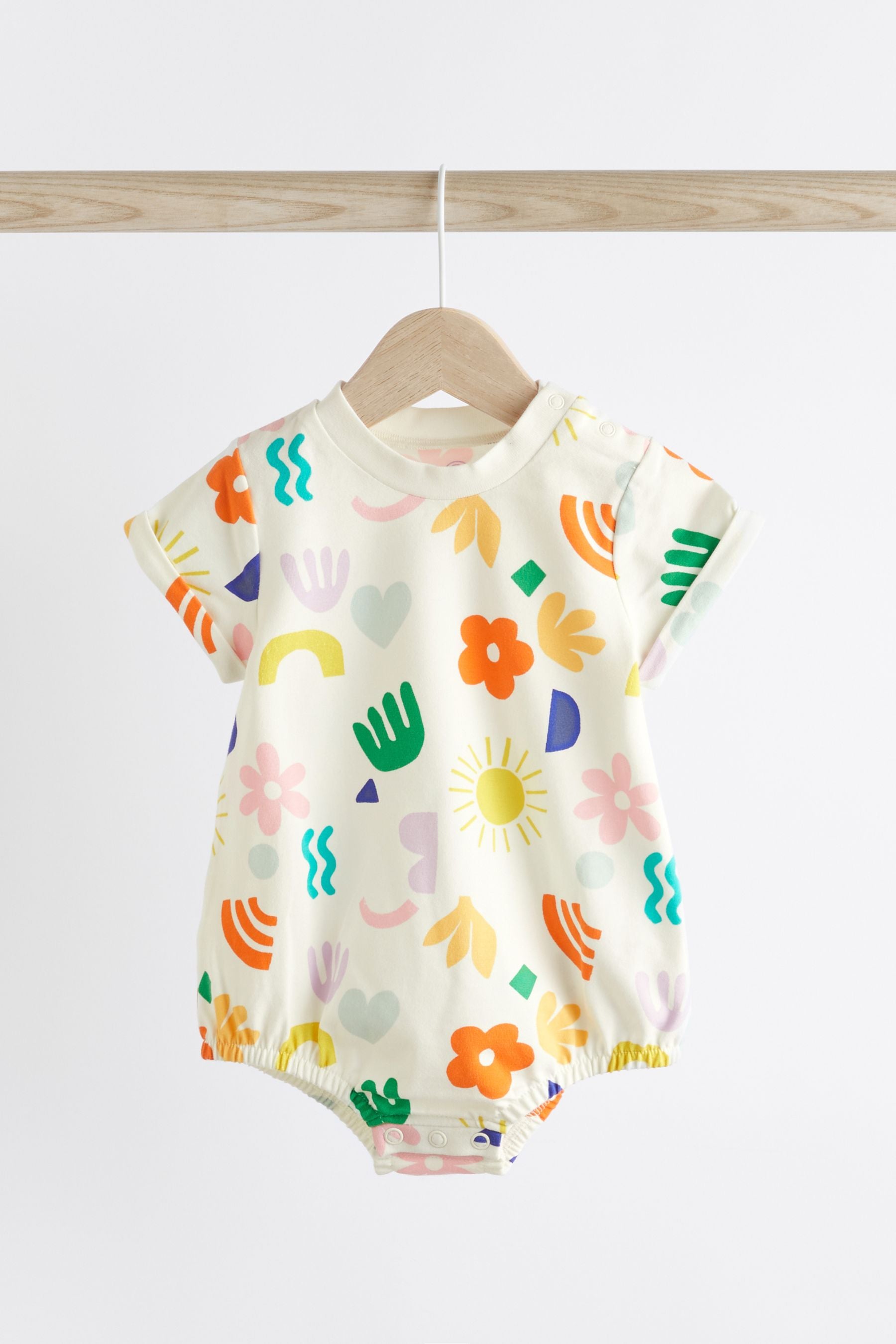 Multi Bright Print Baby T-Shirt Rompers 3 Pack