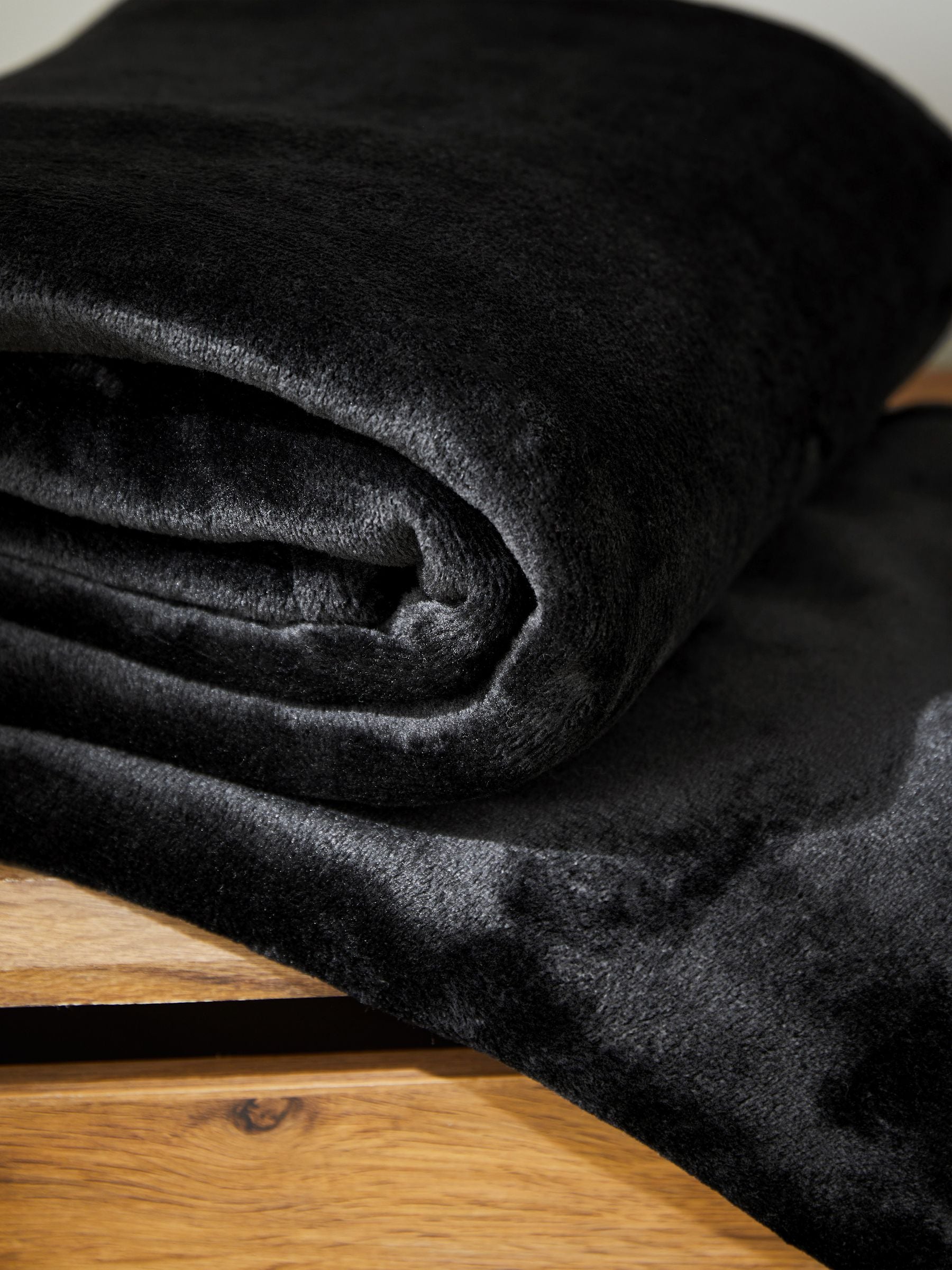 Black Plush Fleece Throw