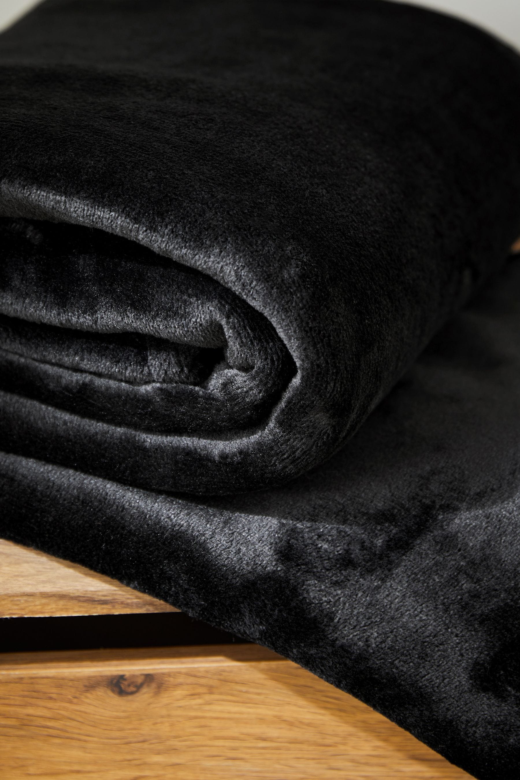 Black Plush Fleece Throw