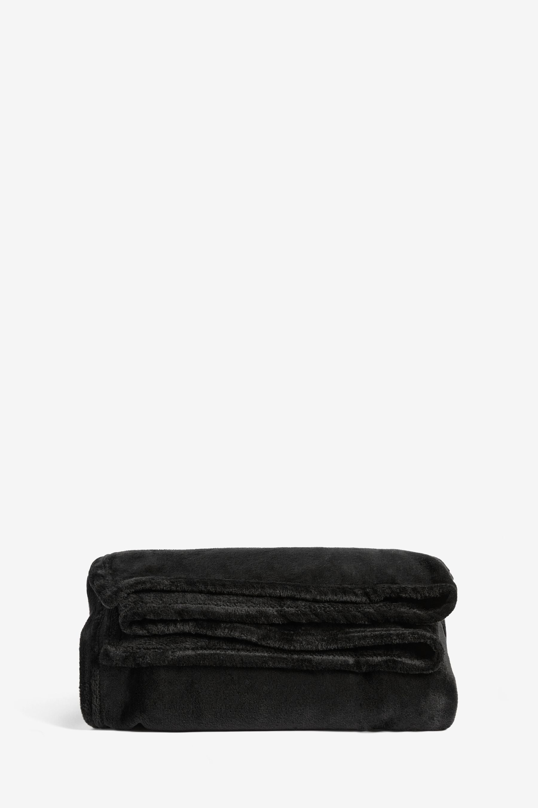 Black Plush Fleece Throw