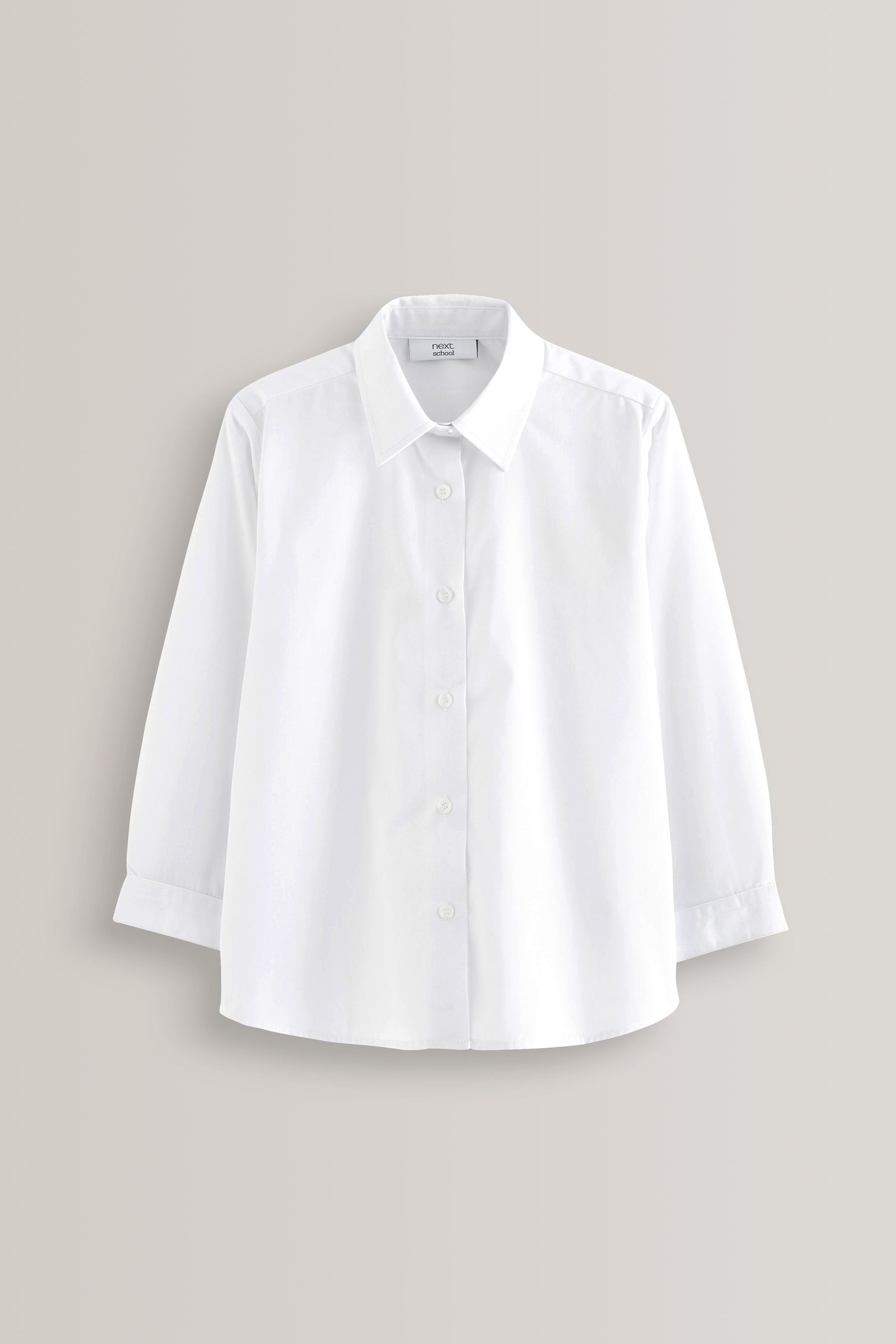 White Plus Fit 2 Pack Long Sleeve Formal School Shirts (3-18yrs)