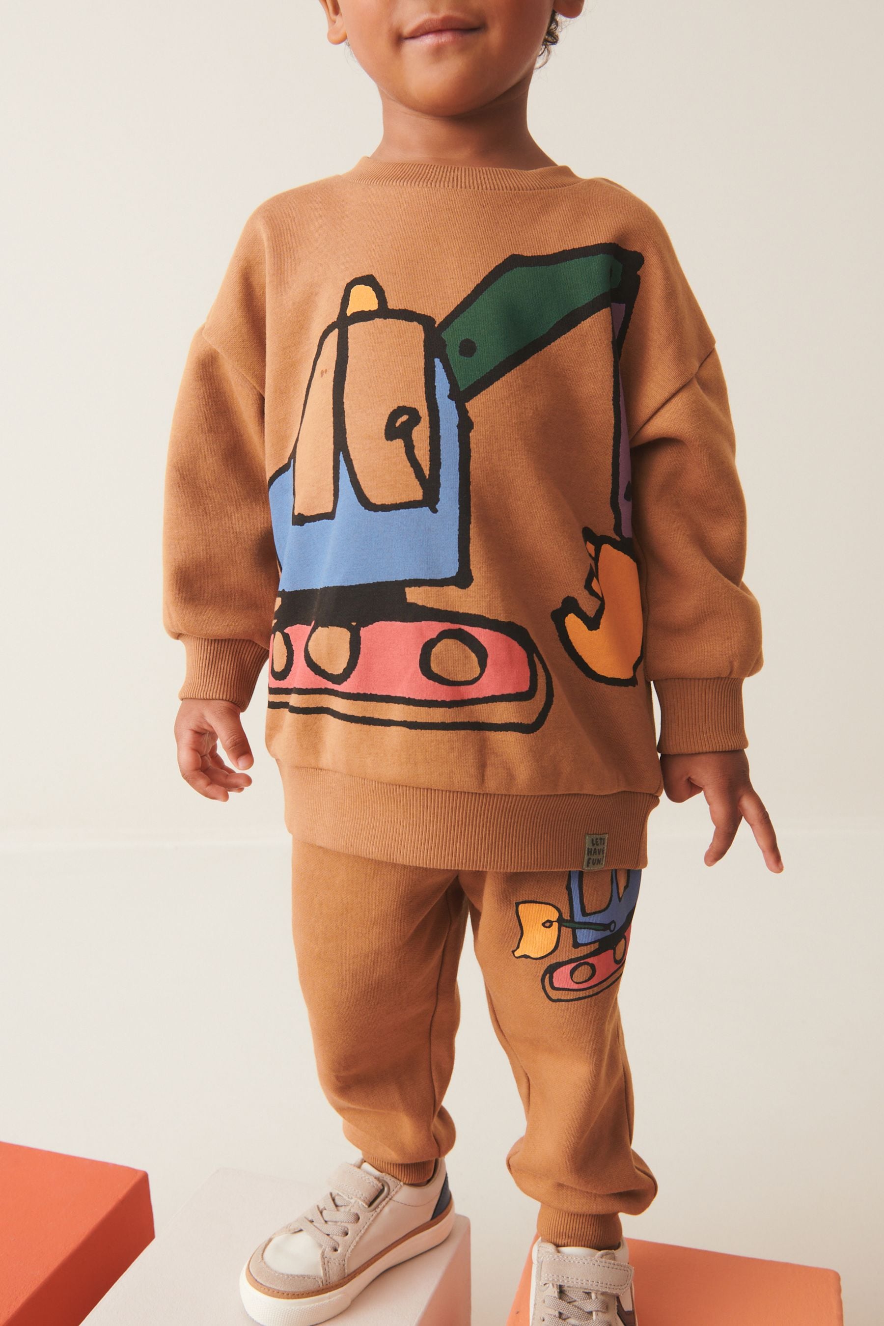 Tan Brown Digger Character Sweatshirt and Jogger Set (3mths-7yrs)