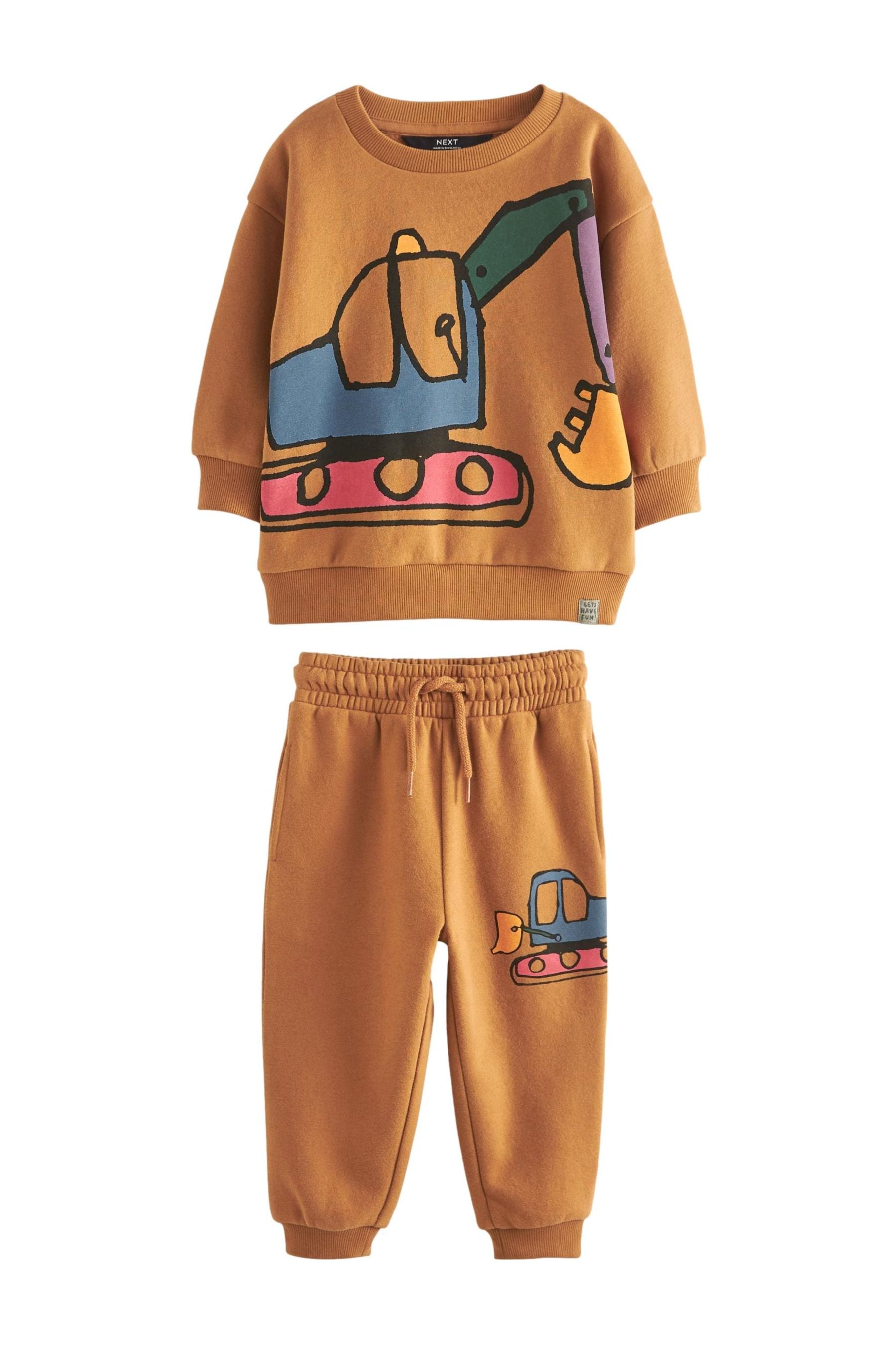 Tan Brown Digger Character Sweatshirt and Jogger Set (3mths-7yrs)