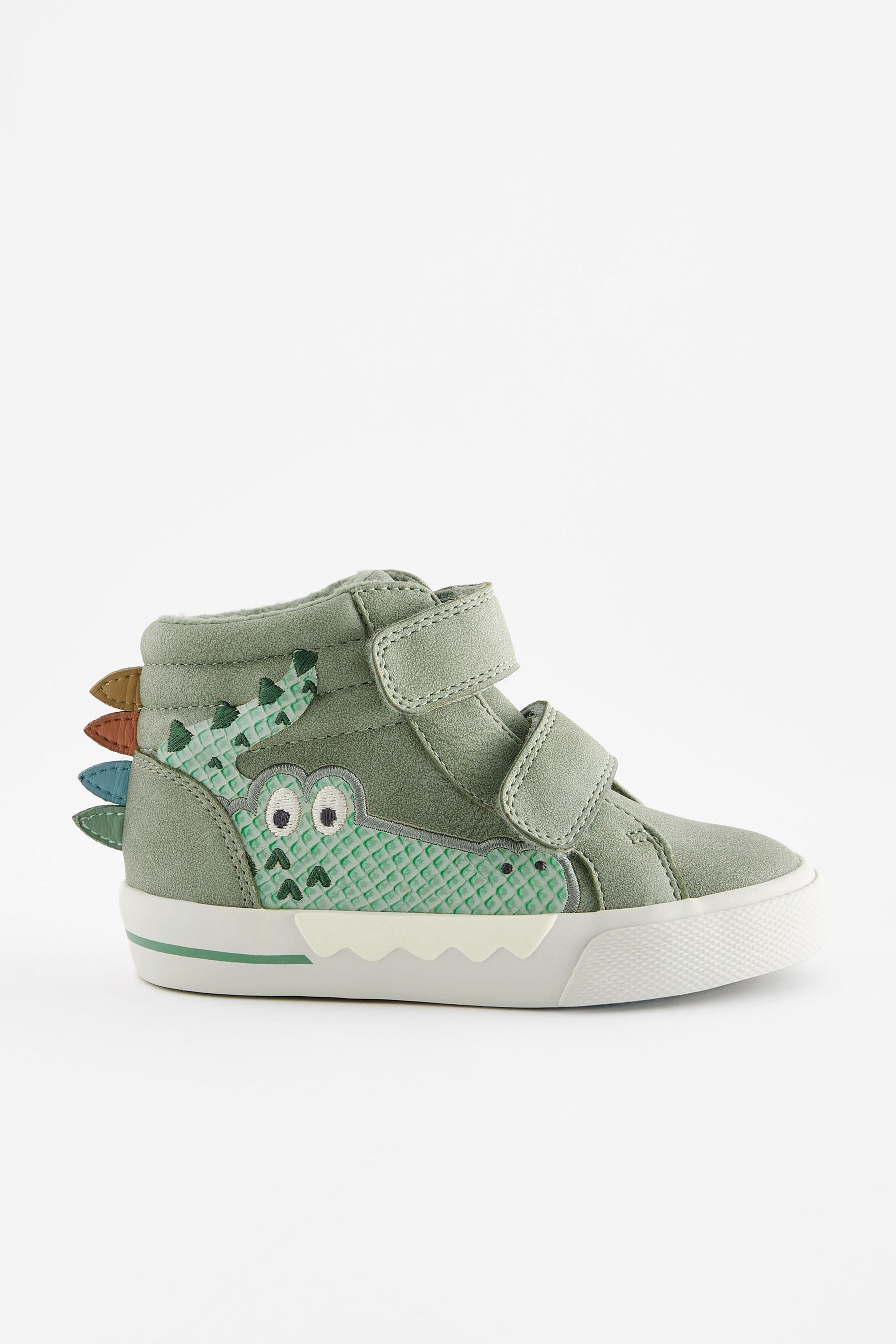 Green Croc Wide Fit (G) Warm Lined High Top Touch Fastening Trainers