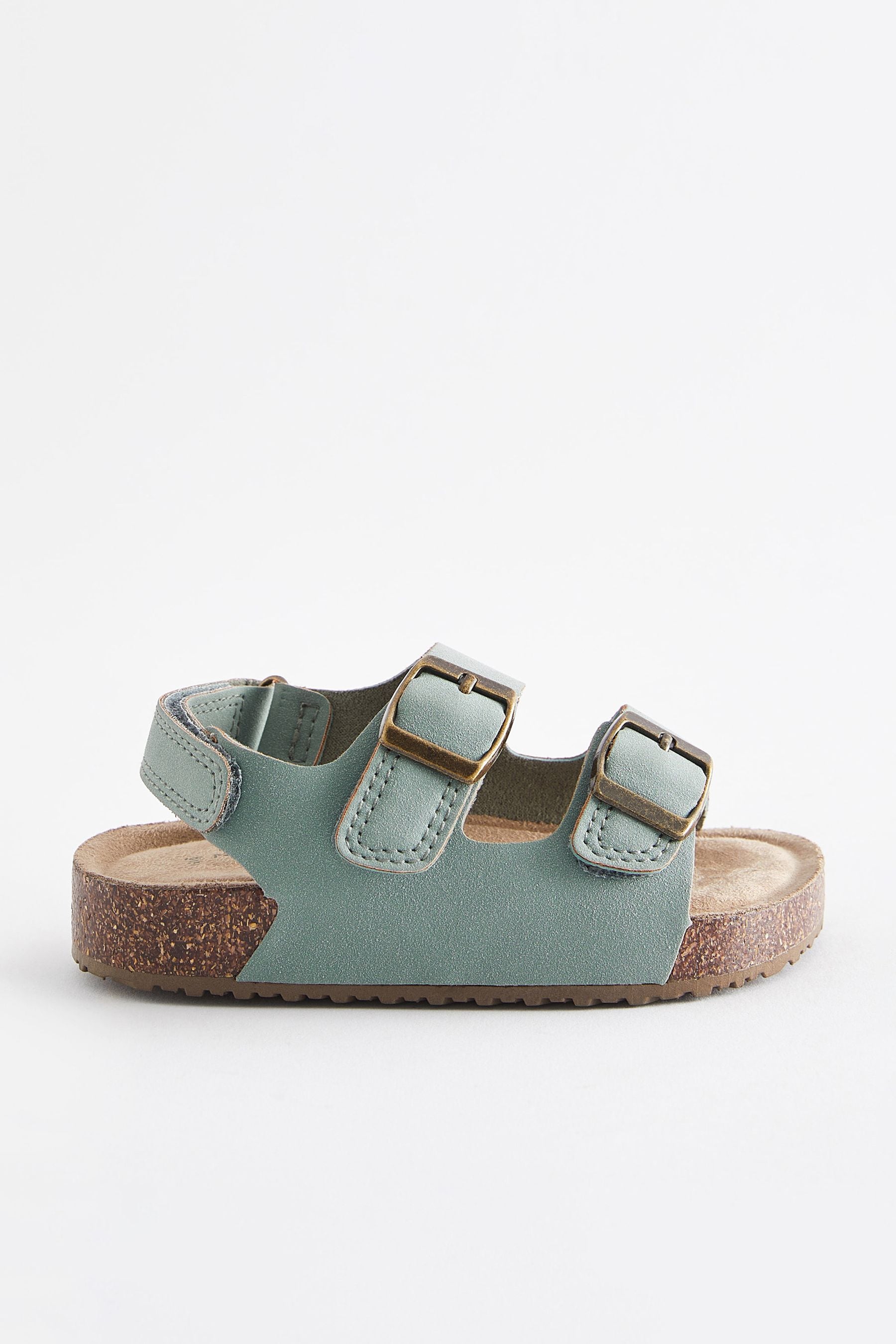 Mint Green Wide Fit (G) Double Buckle Cushioned Footbed Sandals