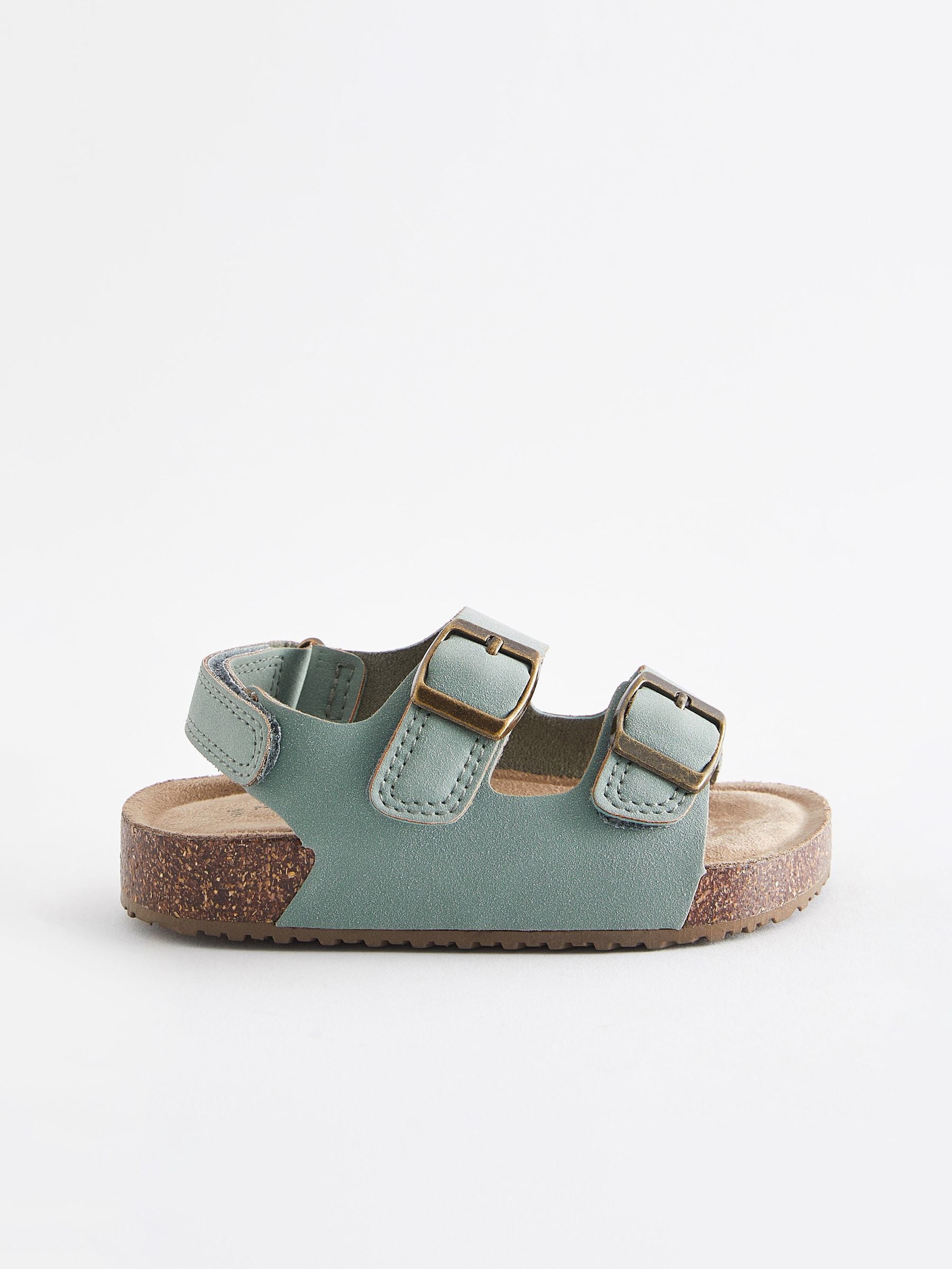 Mint Green Wide Fit (G) Double Buckle Cushioned Footbed Sandals