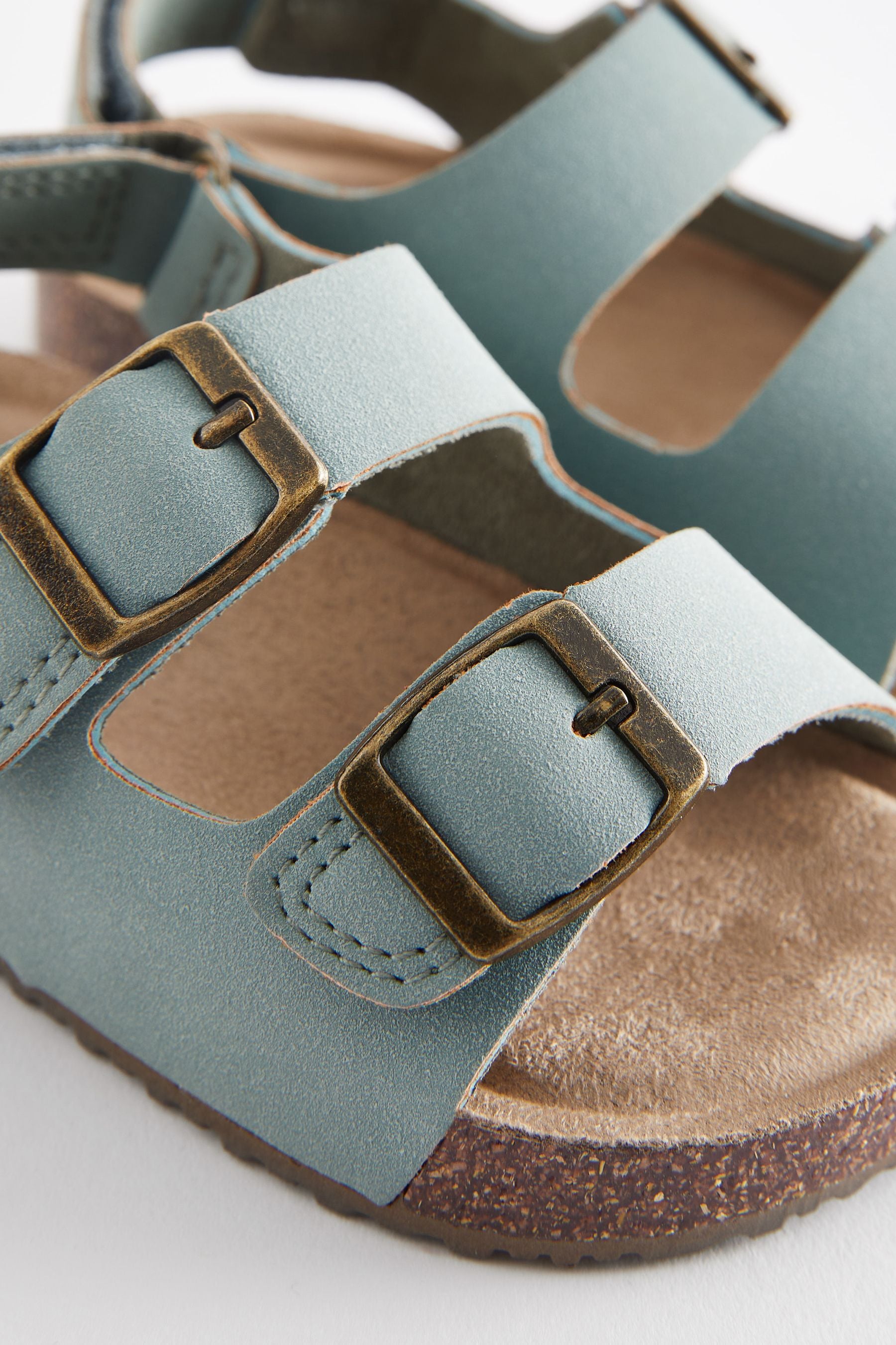 Mint Green Wide Fit (G) Double Buckle Cushioned Footbed Sandals