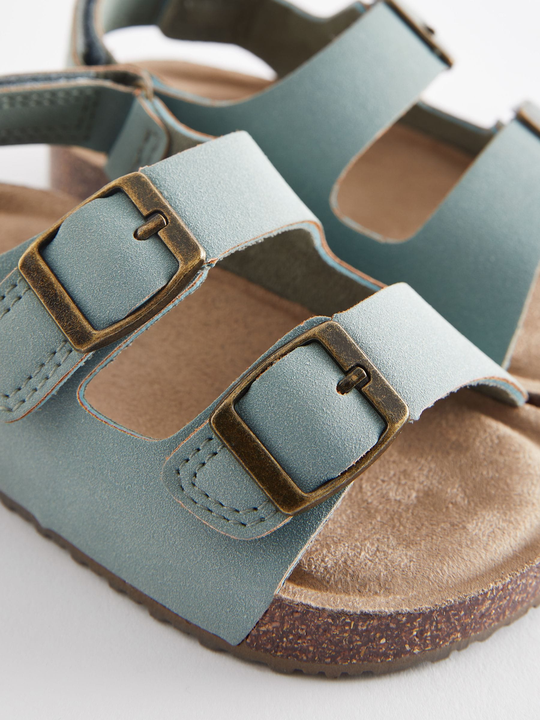 Mint Green Wide Fit (G) Double Buckle Cushioned Footbed Sandals