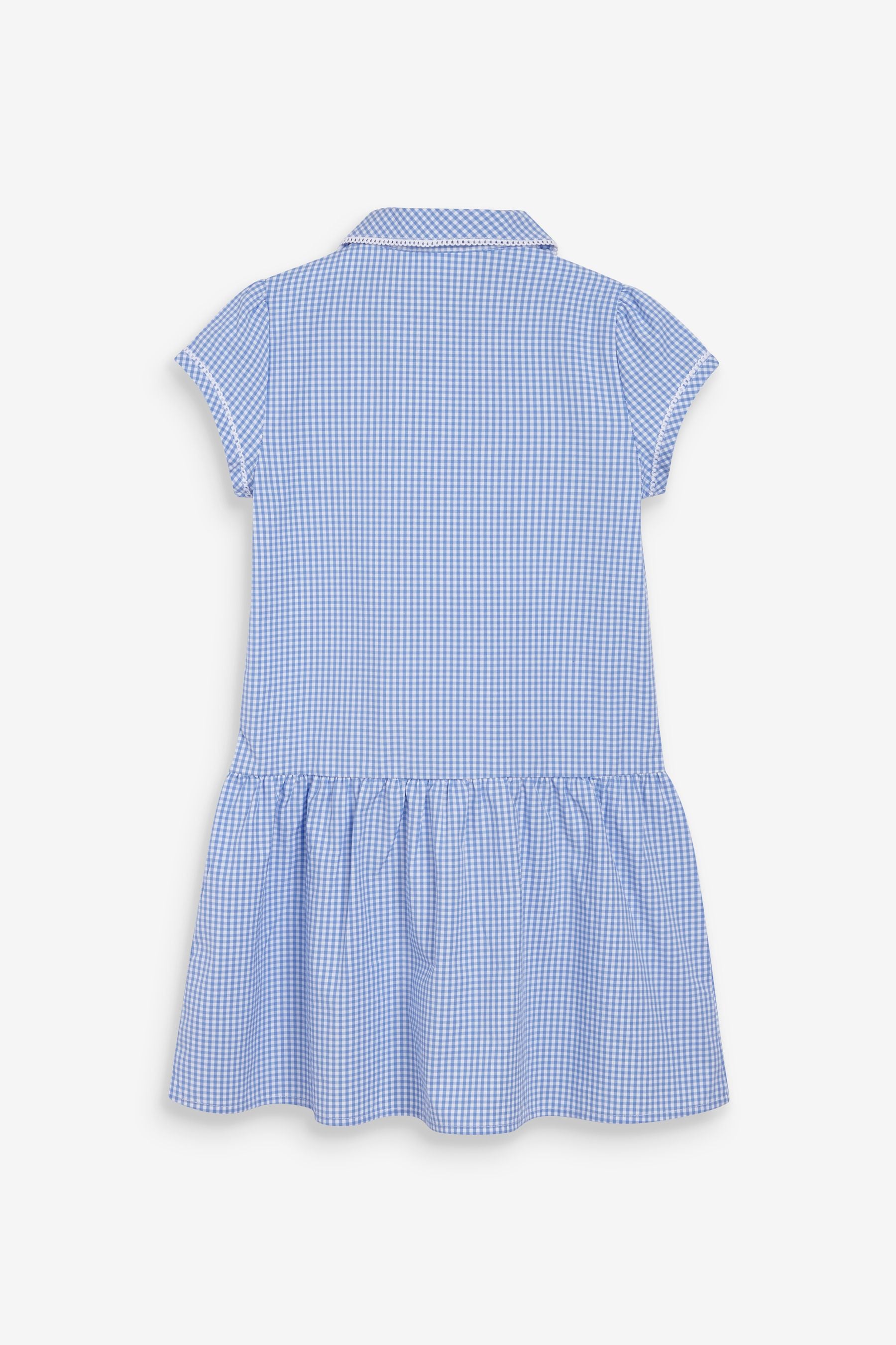 Blue Cotton Rich Drop Waist Gingham School Dress (3-14yrs)