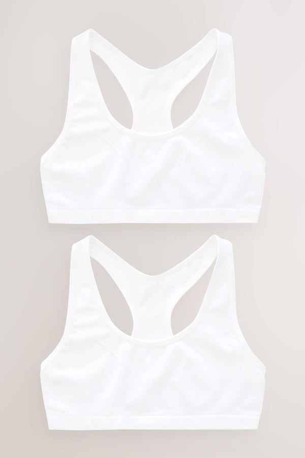 White Seamfree Racer Crop Tops 2 Pack (7-16yrs)