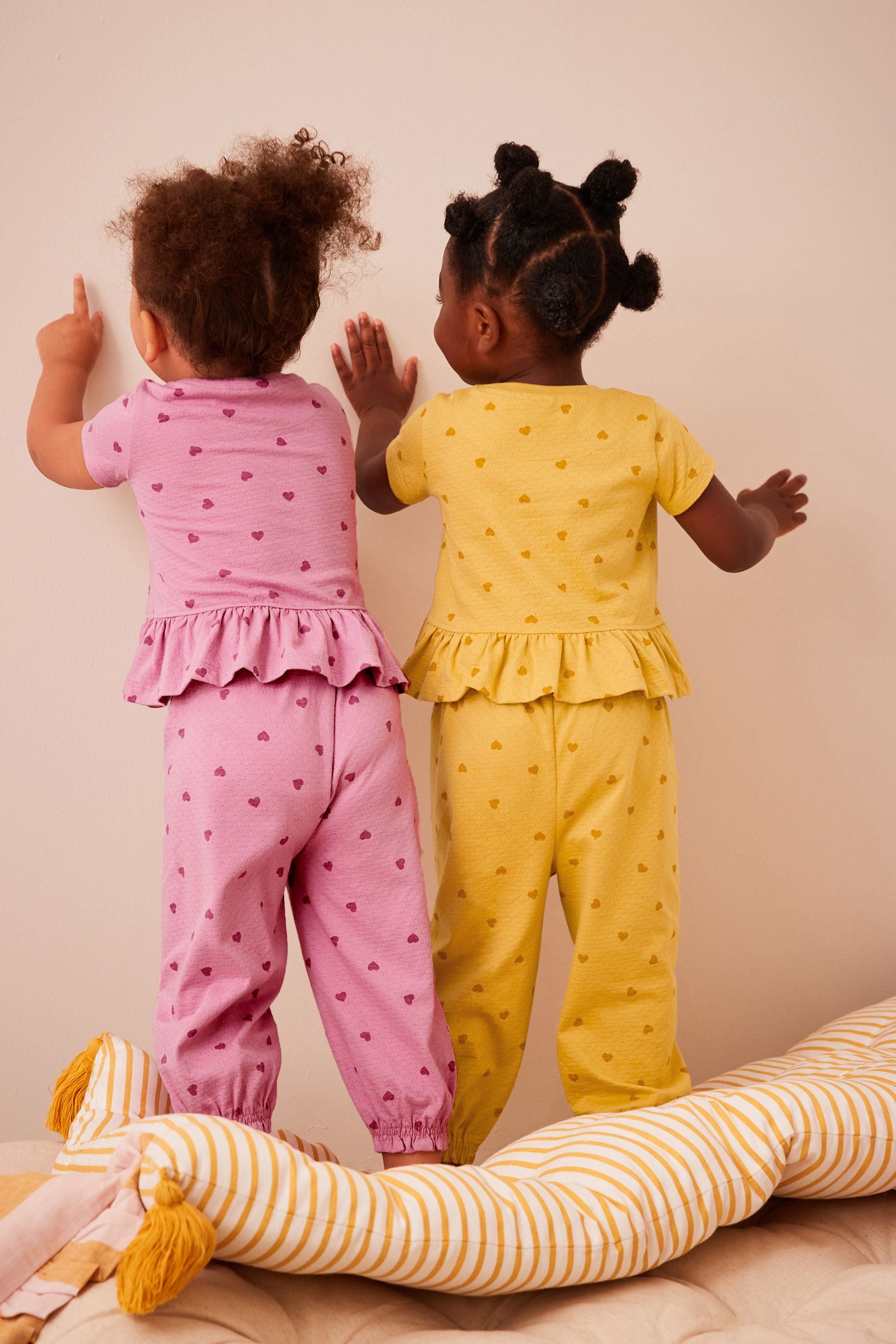 Pink/Yellow Textured Jogger Pyjamas 2 Pack (9mths-10yrs)