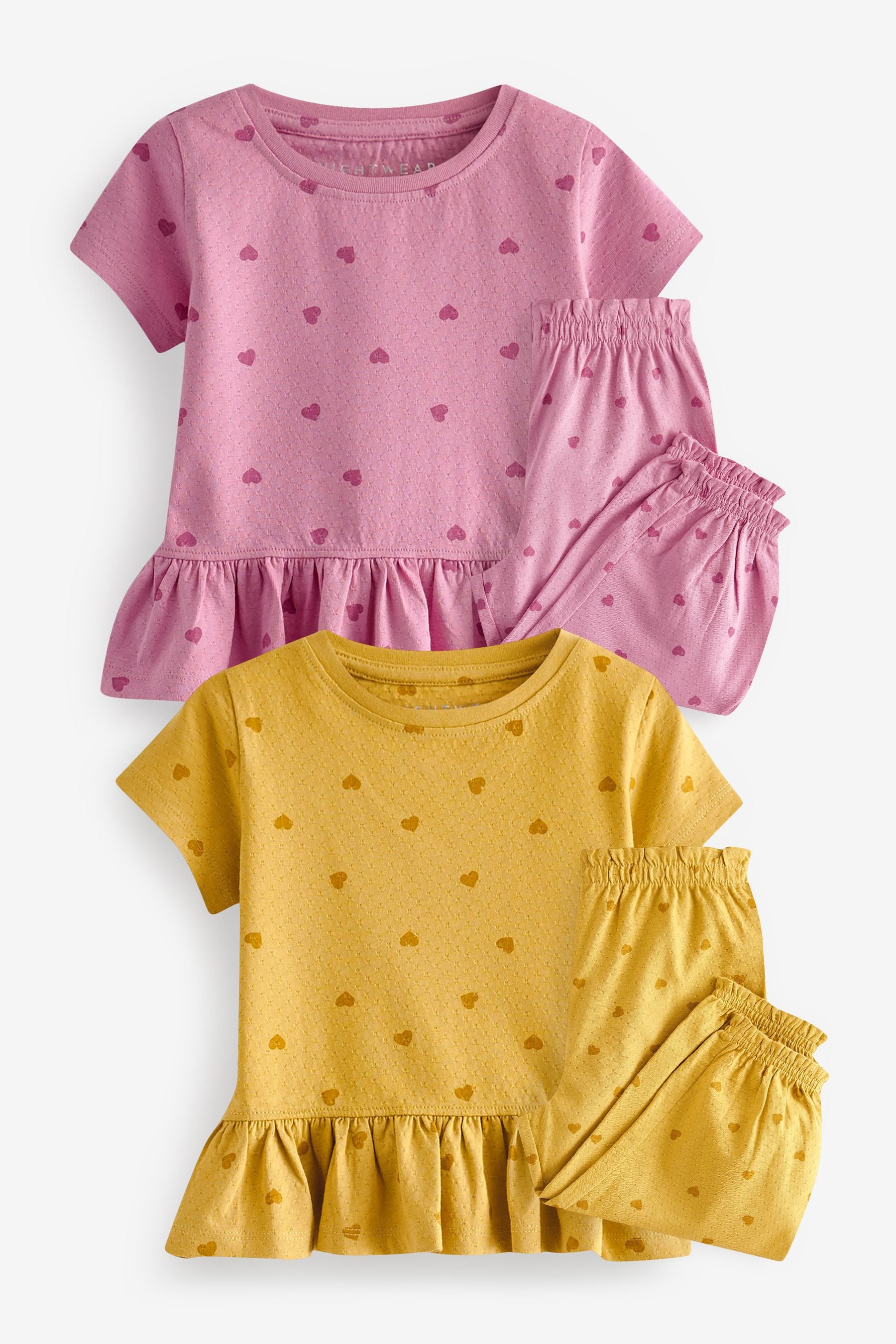 Pink/Yellow Textured Jogger Pyjamas 2 Pack (9mths-10yrs)