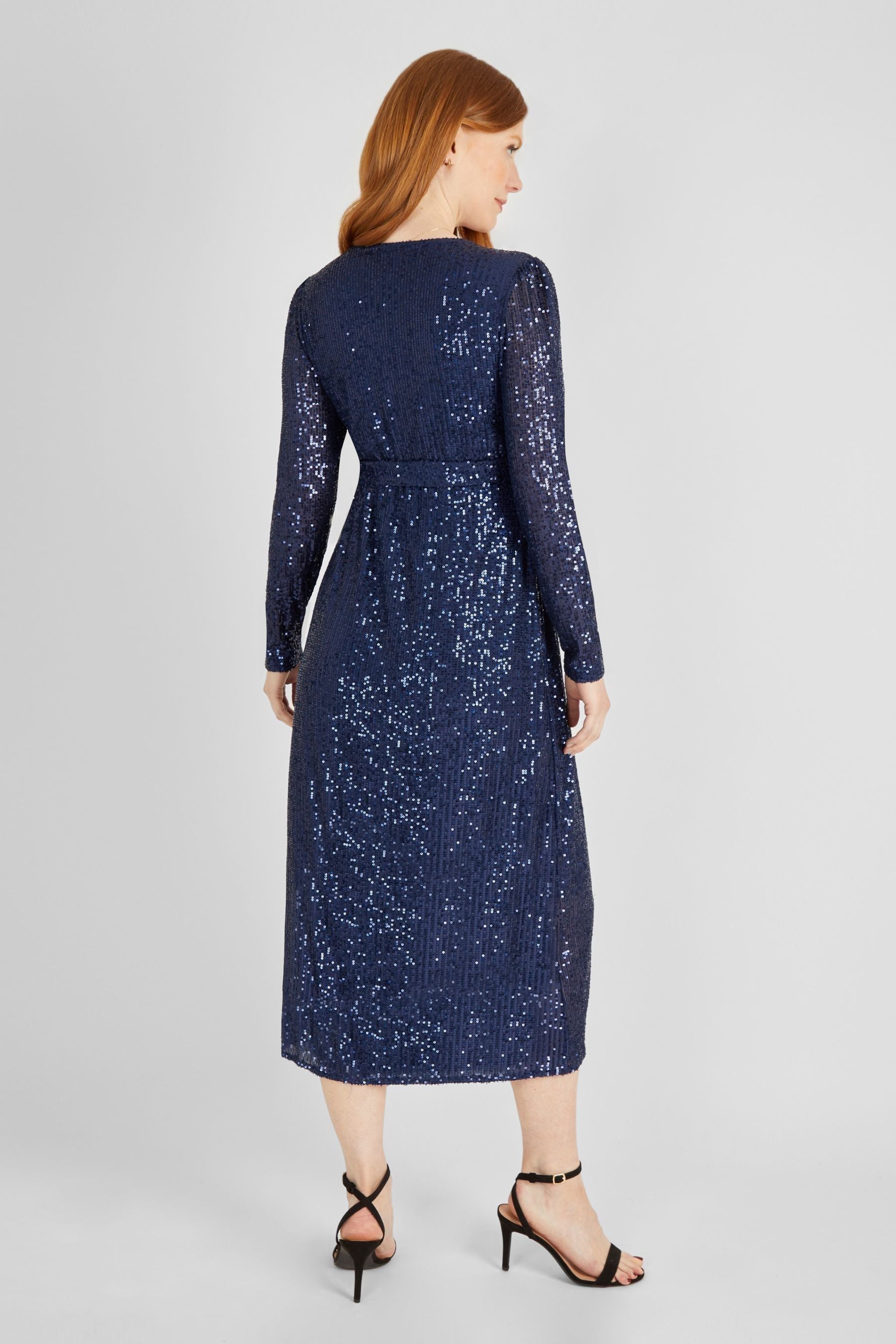 Navy JoJo Maman Bébé Sequin Wrap Maternity Dress