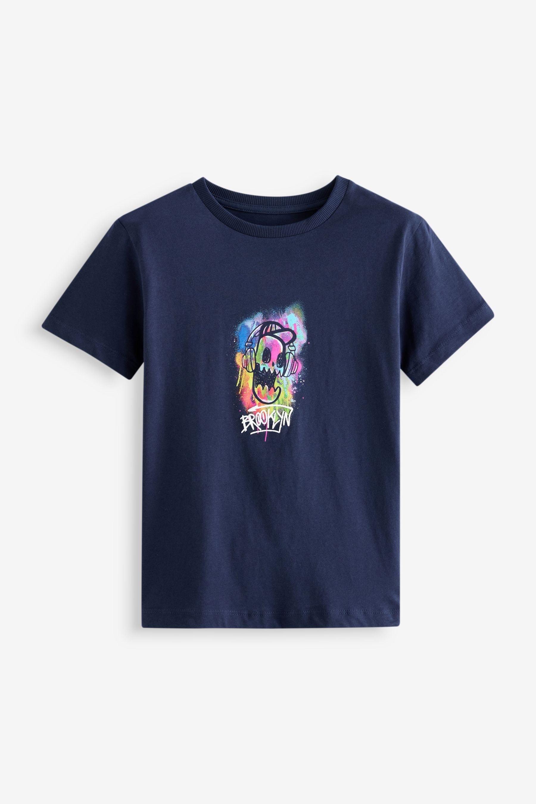 Navy Multi Grafitti Short Sleeve Graphic T-Shirt (3-16yrs)