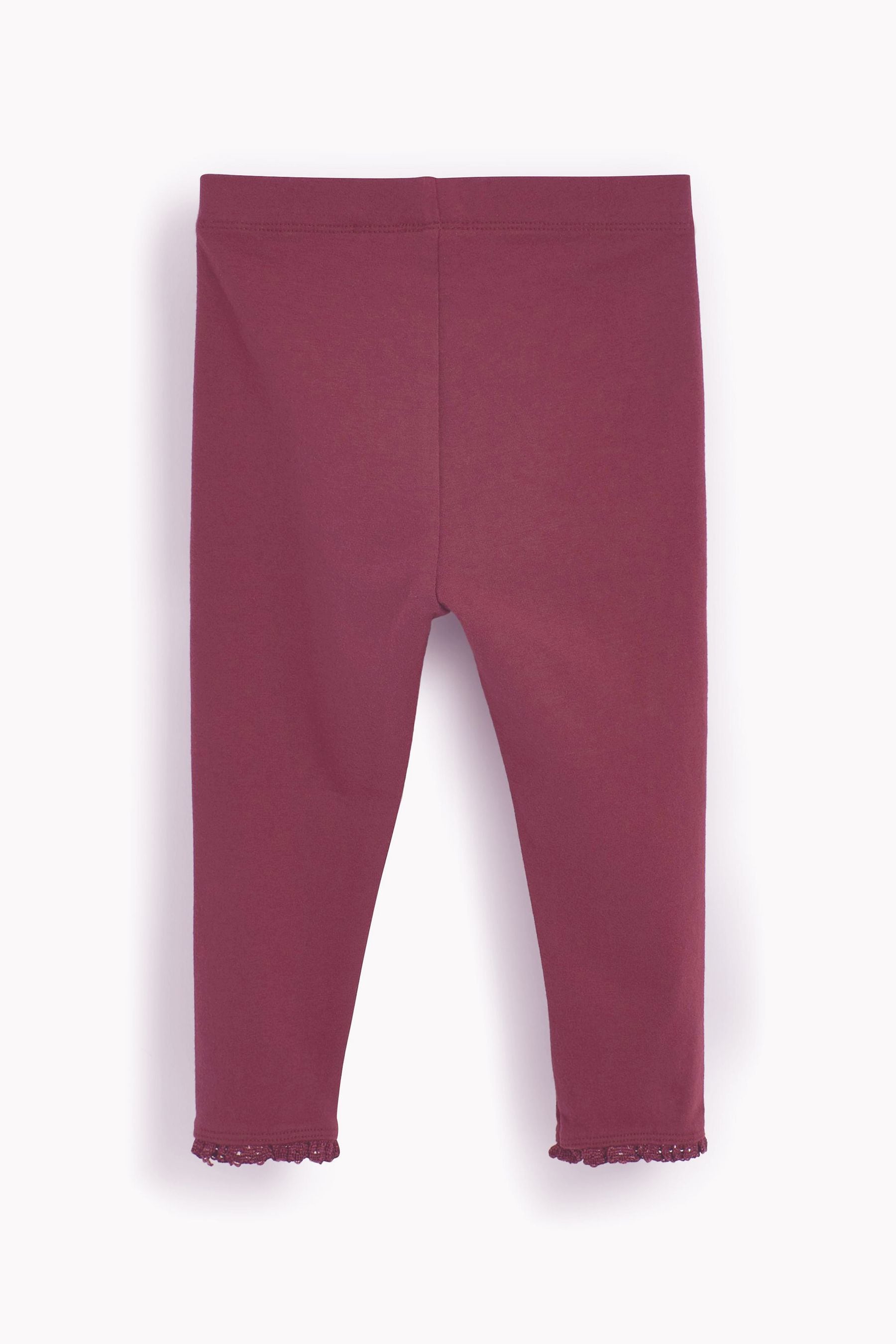 Burgundy Red Lace Trim Leggings (3mths-7yrs)