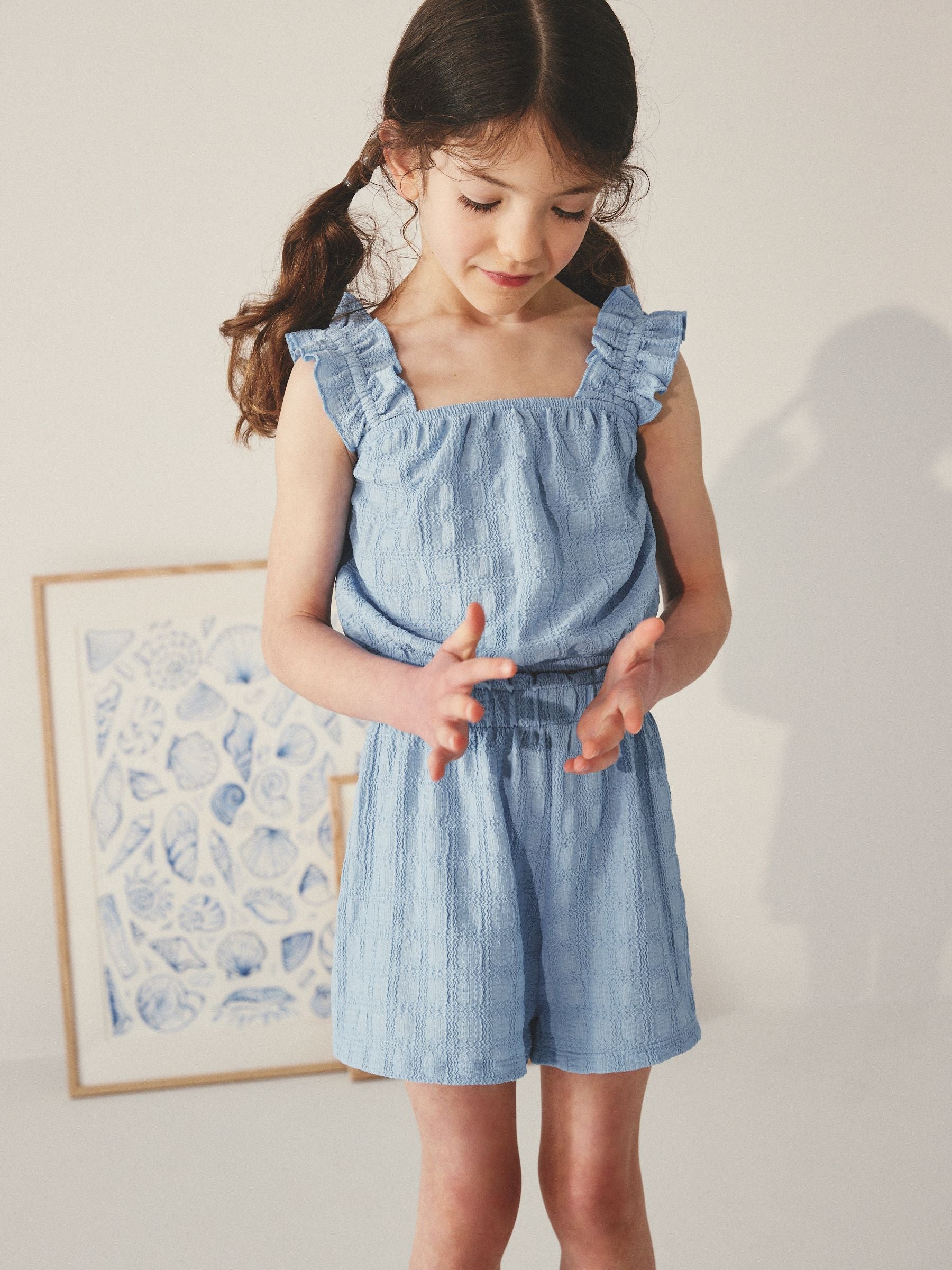 Blue Textured Vest and Short Set (3-16yrs)