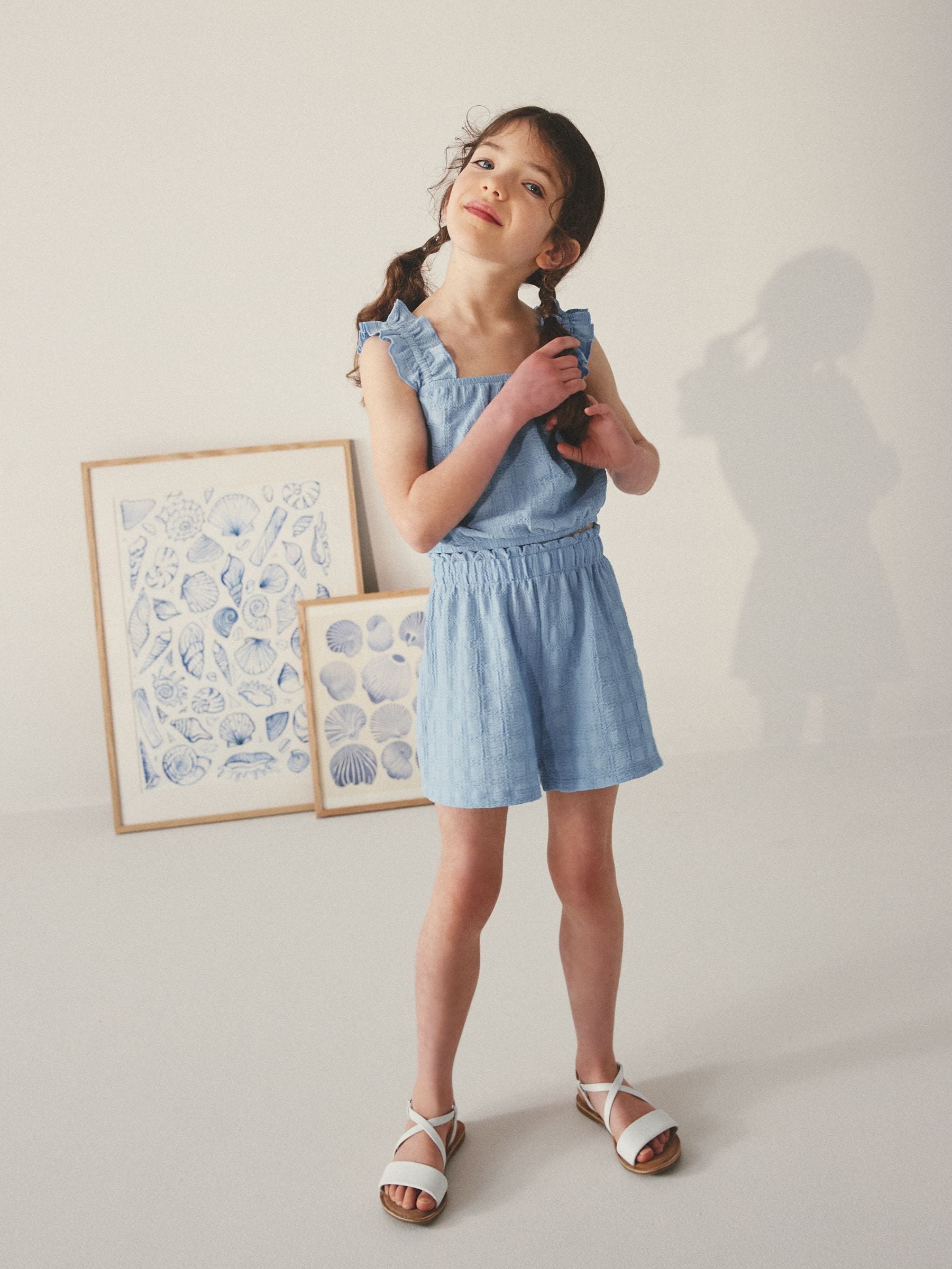 Blue Textured Vest and Short Set (3-16yrs)