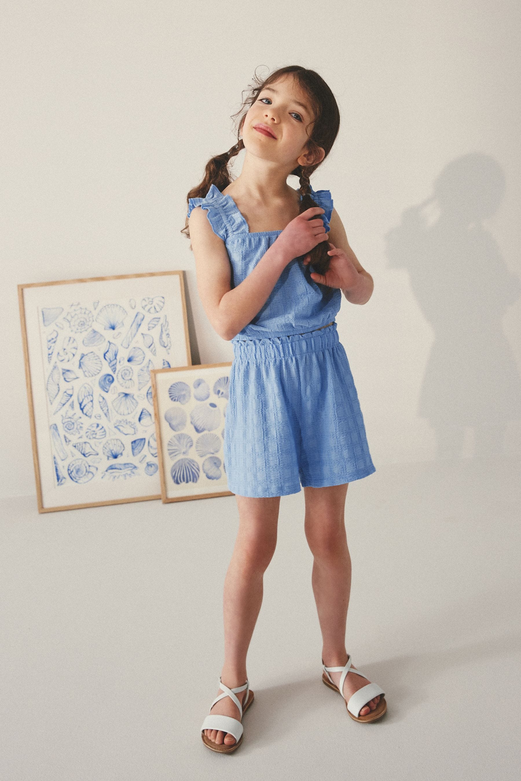 Blue Textured Vest and Short Set (3-16yrs)