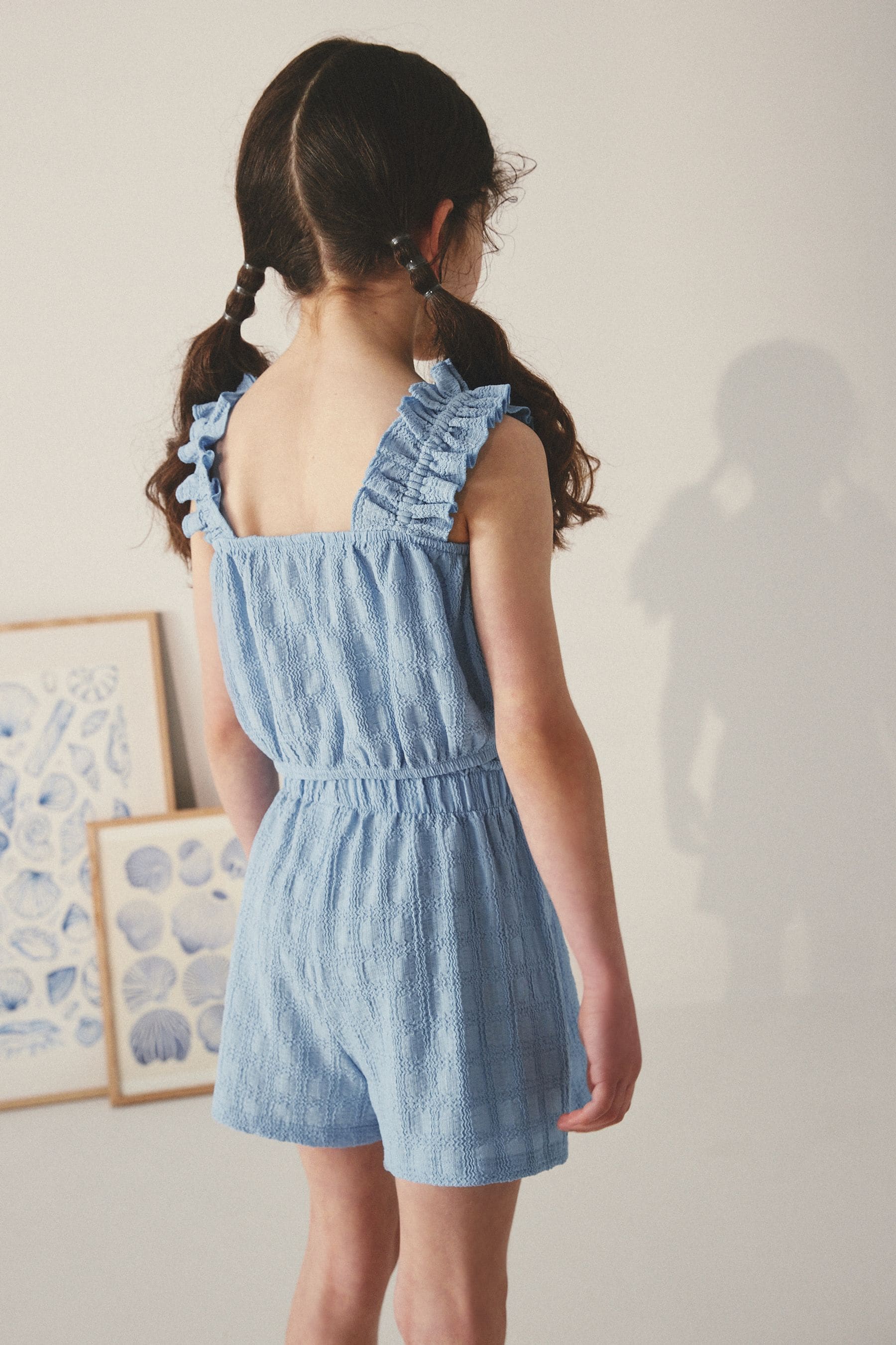 Blue Textured Vest and Short Set (3-16yrs)