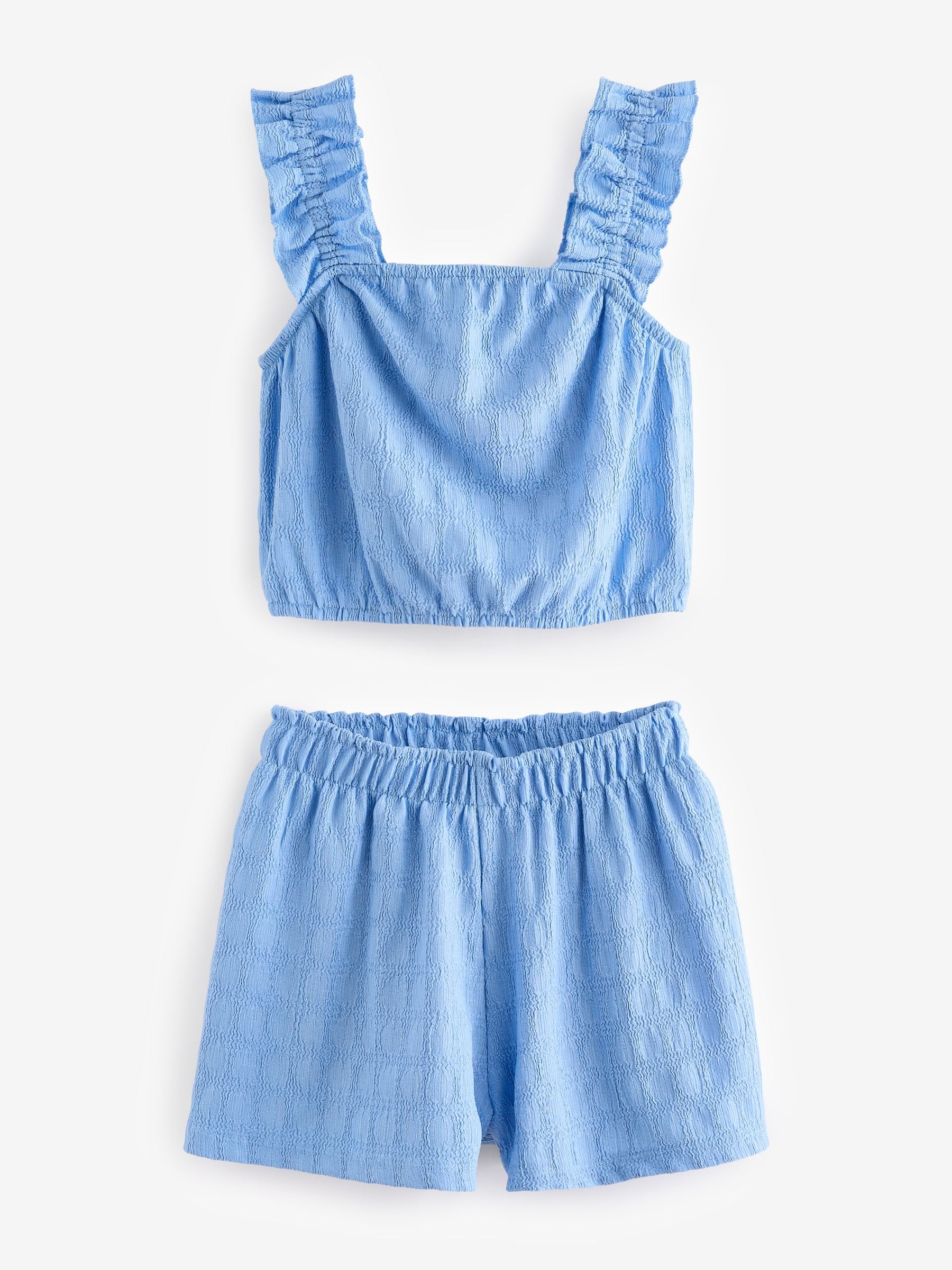 Blue Textured Vest and Short Set (3-16yrs)