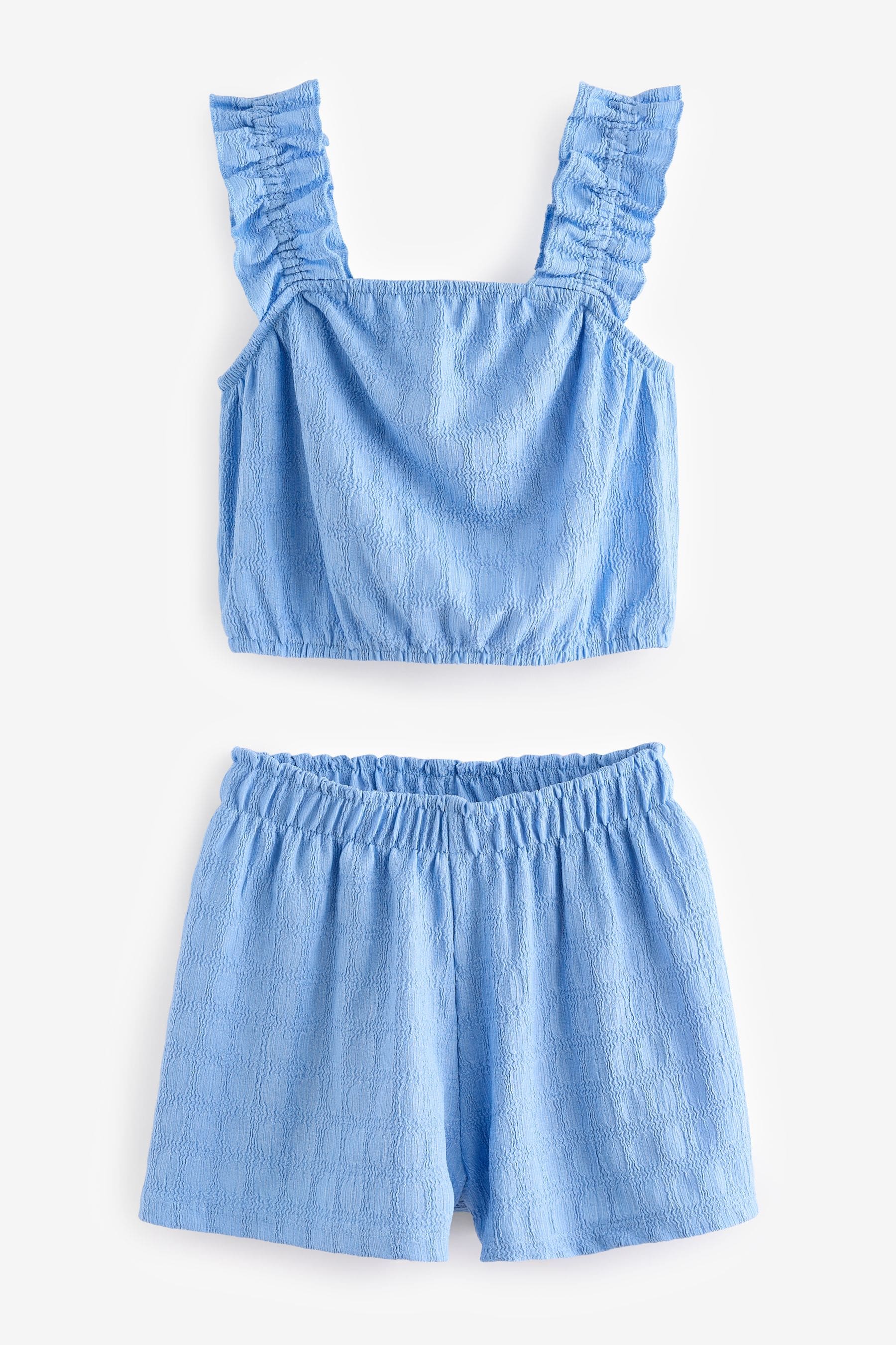 Blue Textured Vest and Short Set (3-16yrs)