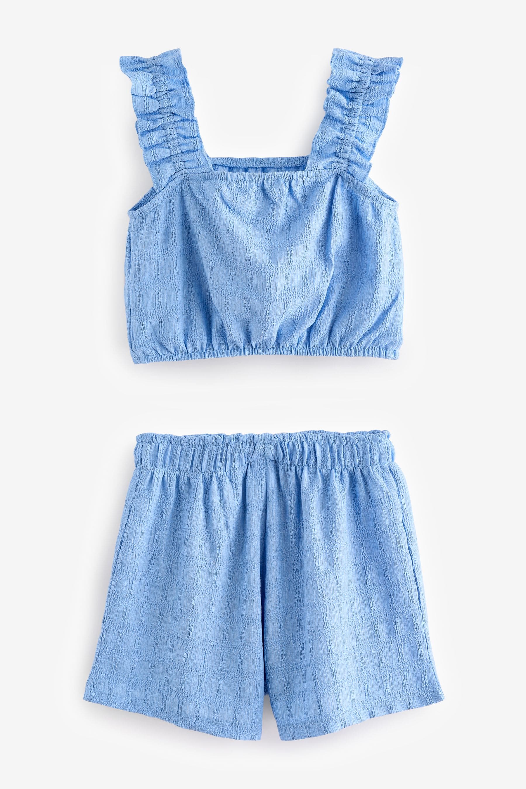 Blue Textured Vest and Short Set (3-16yrs)