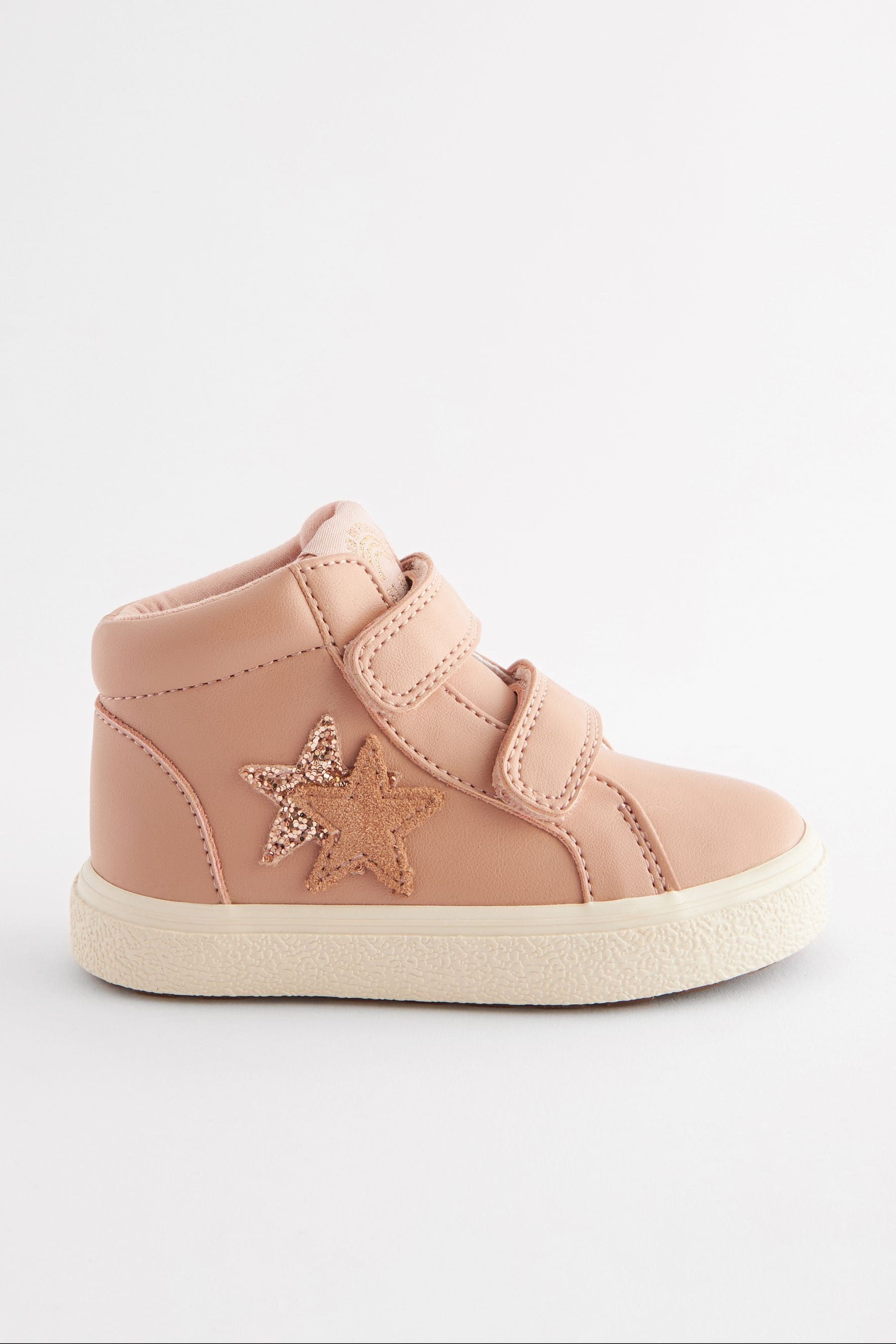 Pink Wide Fit (G) Star Touch Fasten Strap High Top Trainers