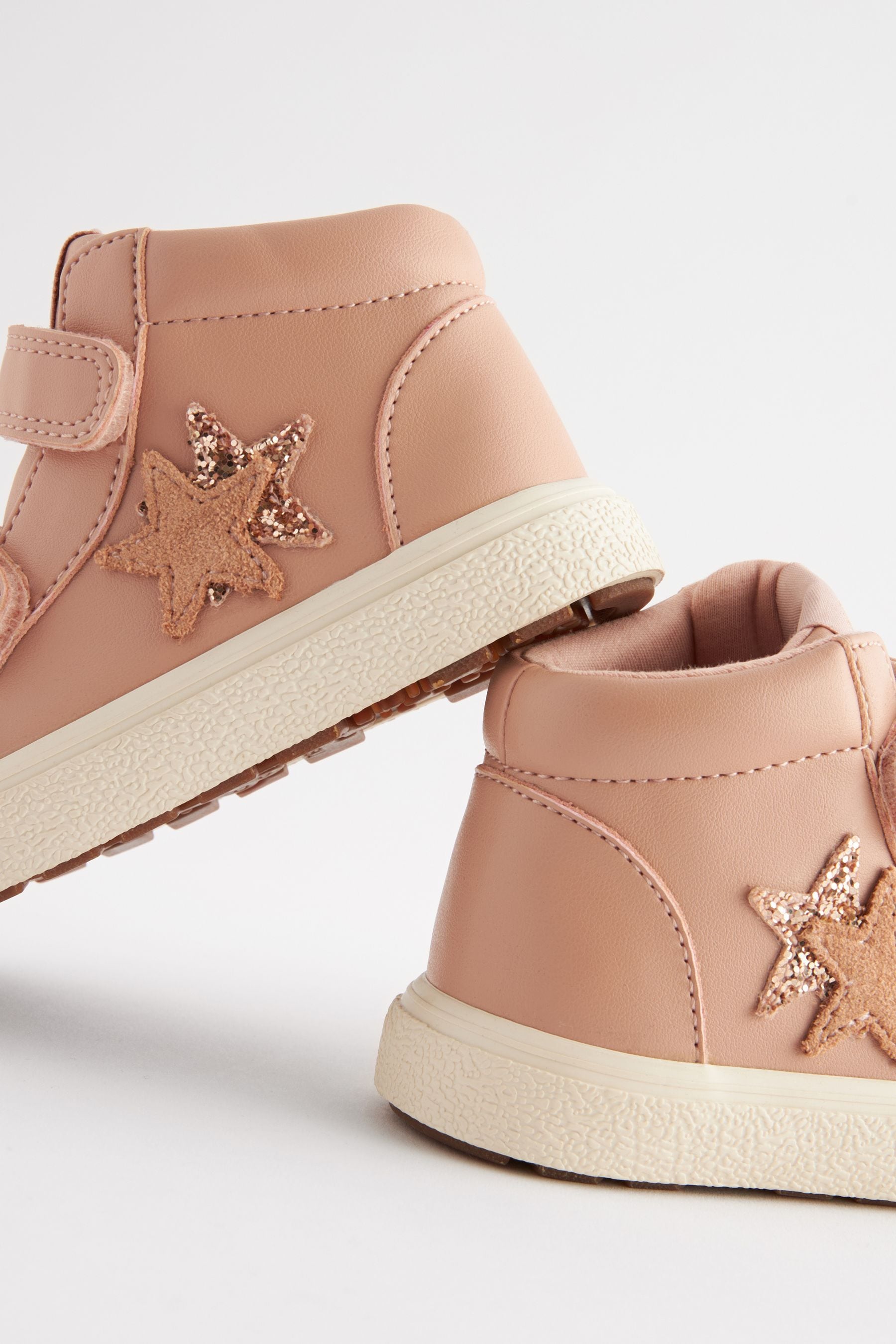 Pink Wide Fit (G) Star Touch Fasten Strap High Top Trainers