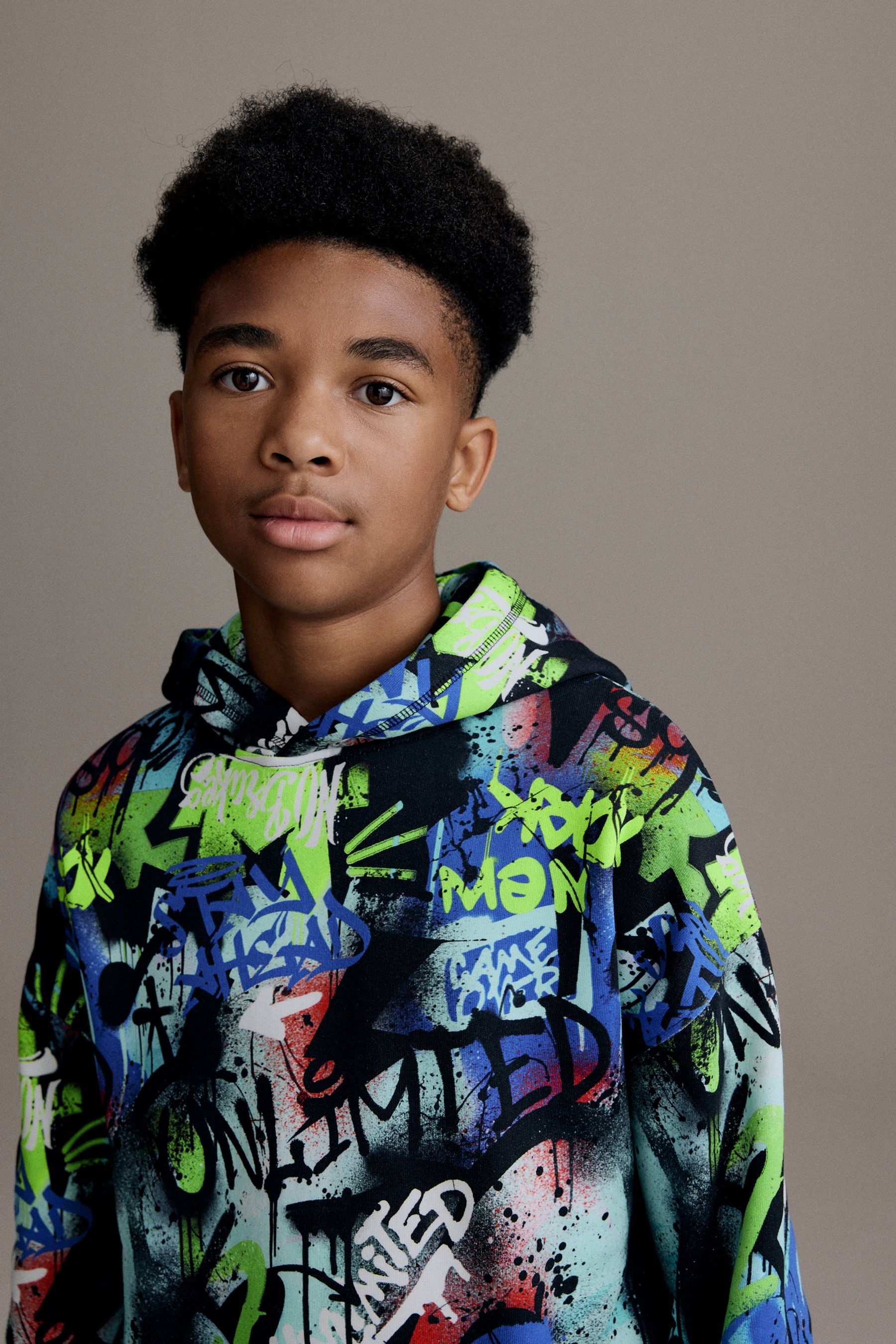 Multi 100% Cotton Graffiti Print Hoodie (3-16yrs)