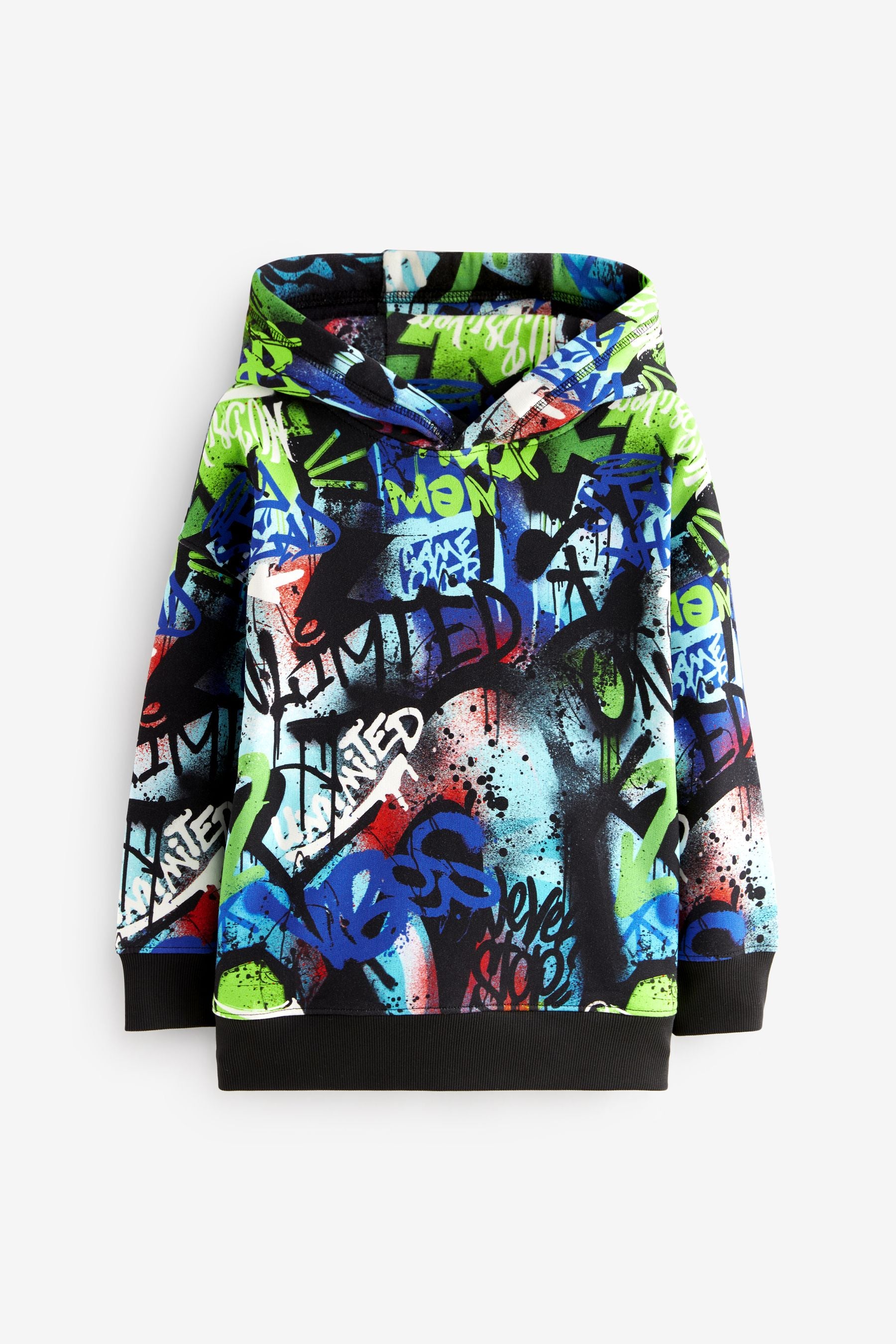 Multi 100% Cotton Graffiti Print Hoodie (3-16yrs)