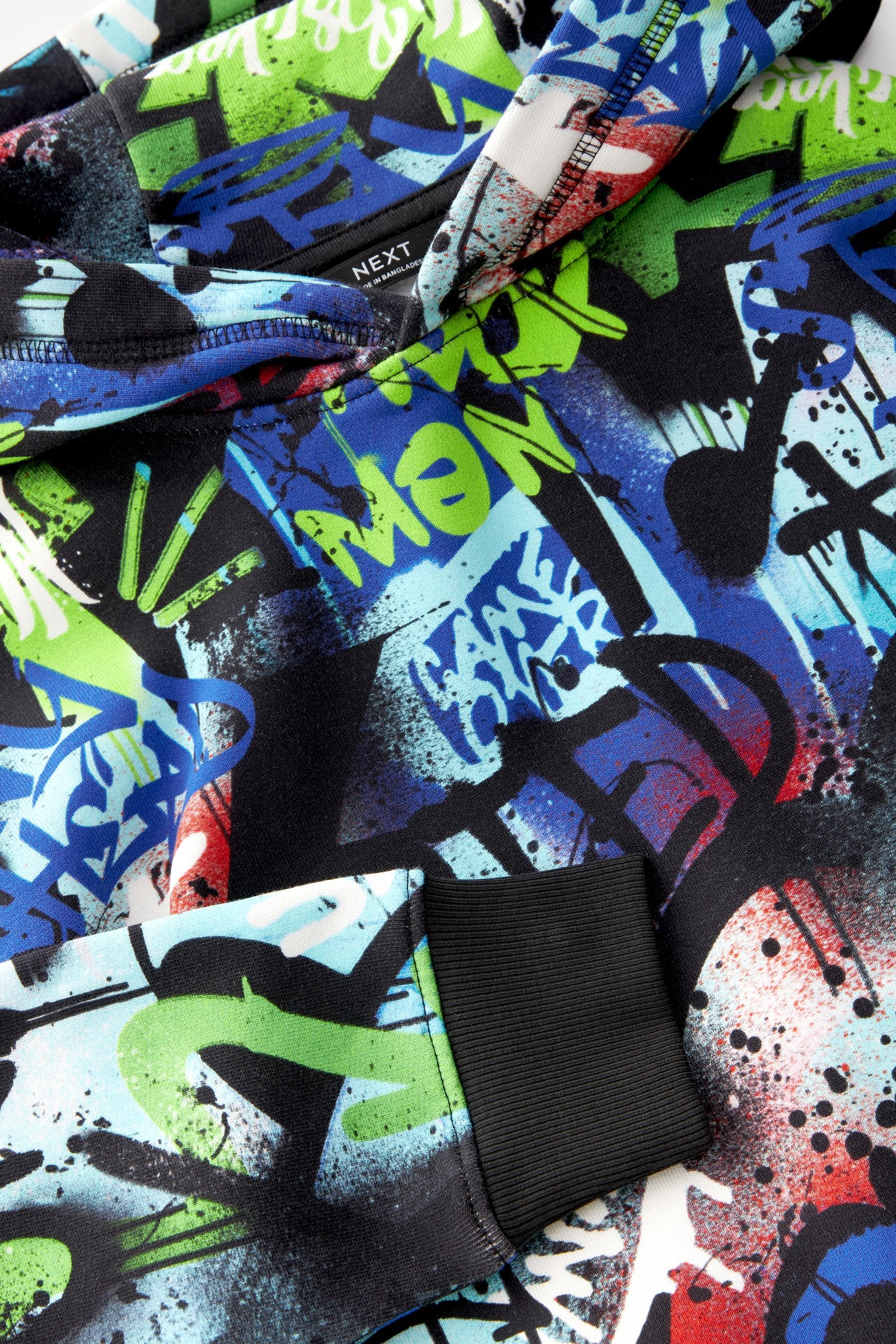 Multi 100% Cotton Graffiti Print Hoodie (3-16yrs)