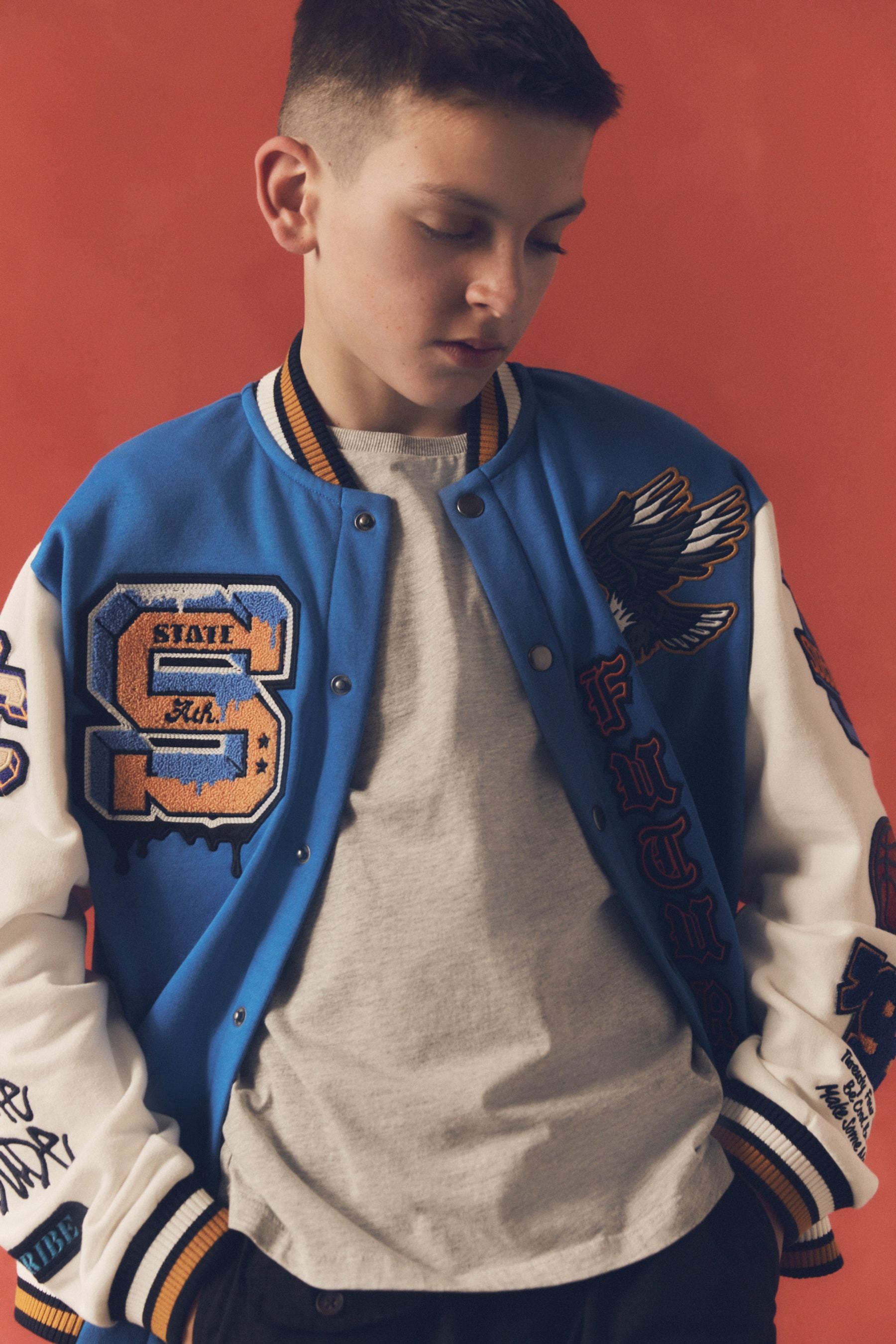 Cobalt Blue Varsity Bomber Jacket (3-16yrs)