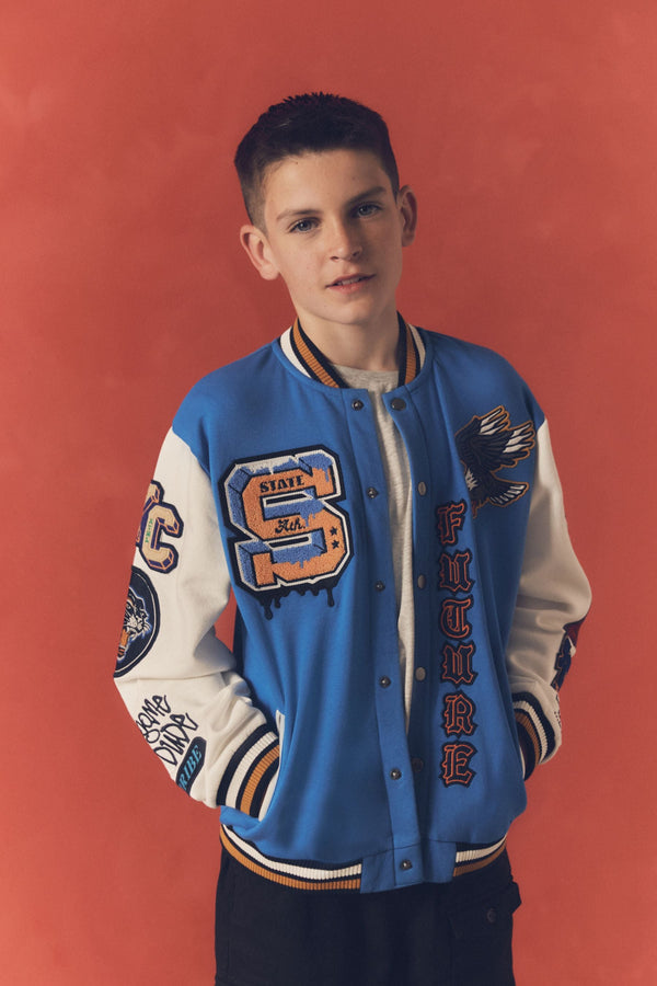 Cobalt Blue Varsity Bomber Jacket (3-16yrs)