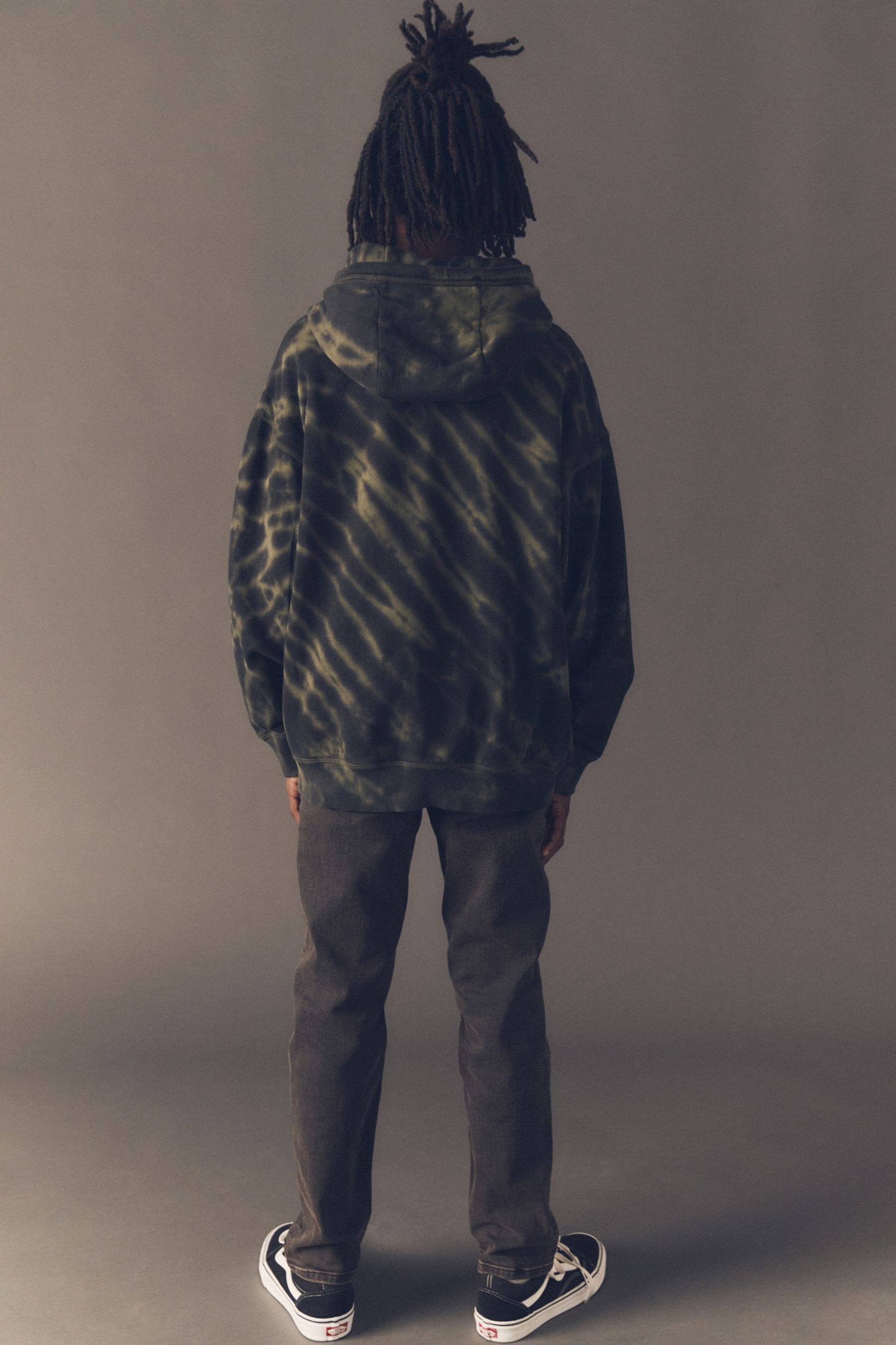 Dark Green Grunge Tie Dye 100% Cotton Hoodie (3-16yrs)