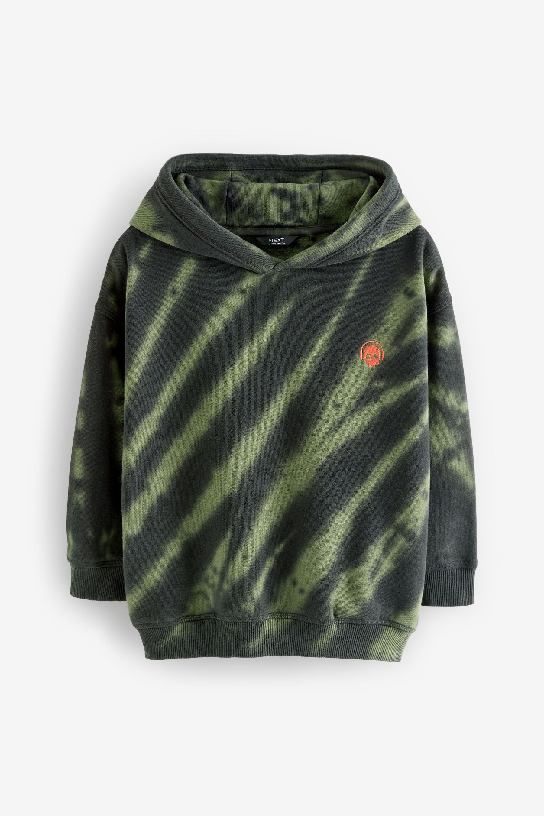 Dark Green Grunge Tie Dye 100% Cotton Hoodie (3-16yrs)