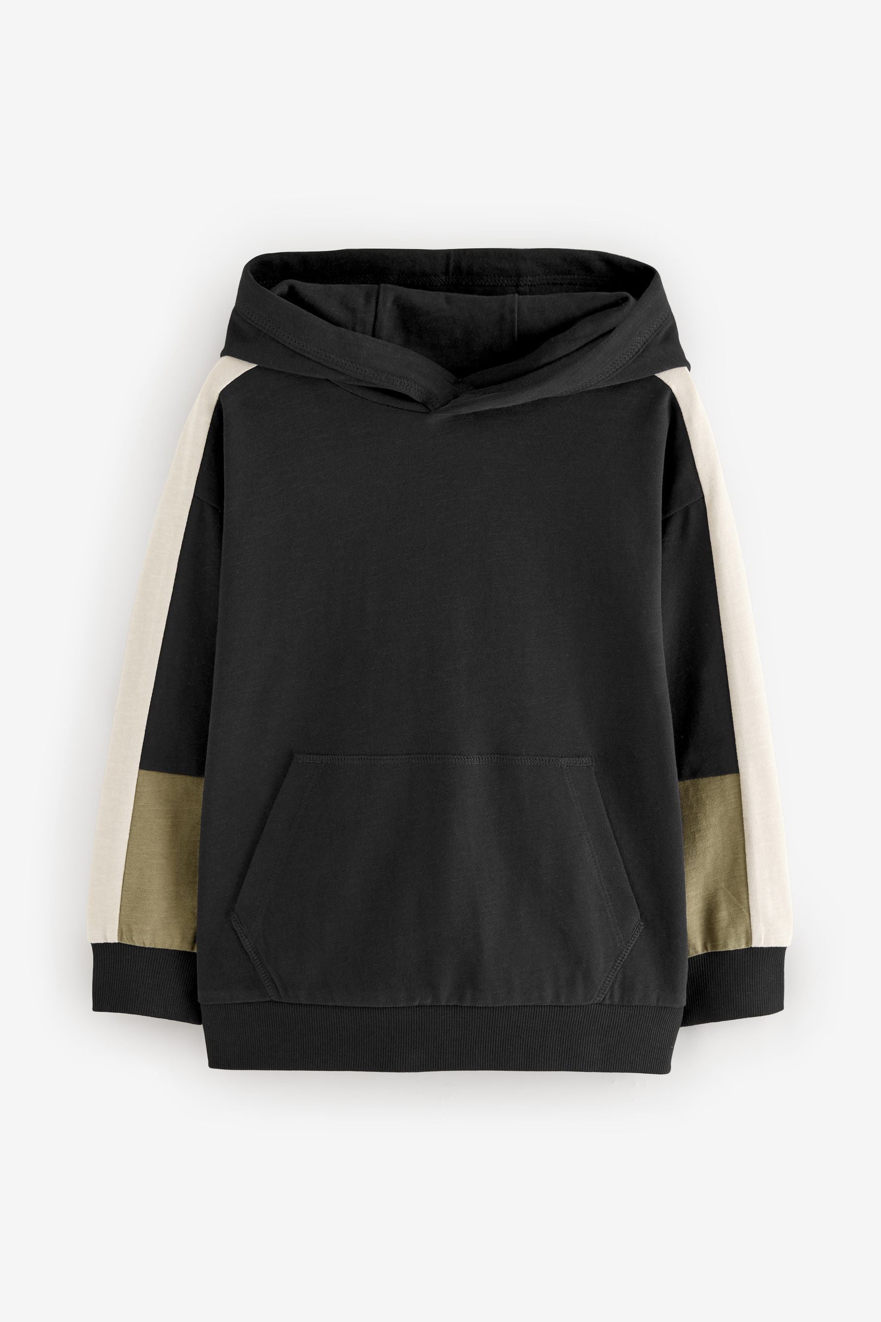 Black Midweight Colourblock Hoodie (3-16yrs)