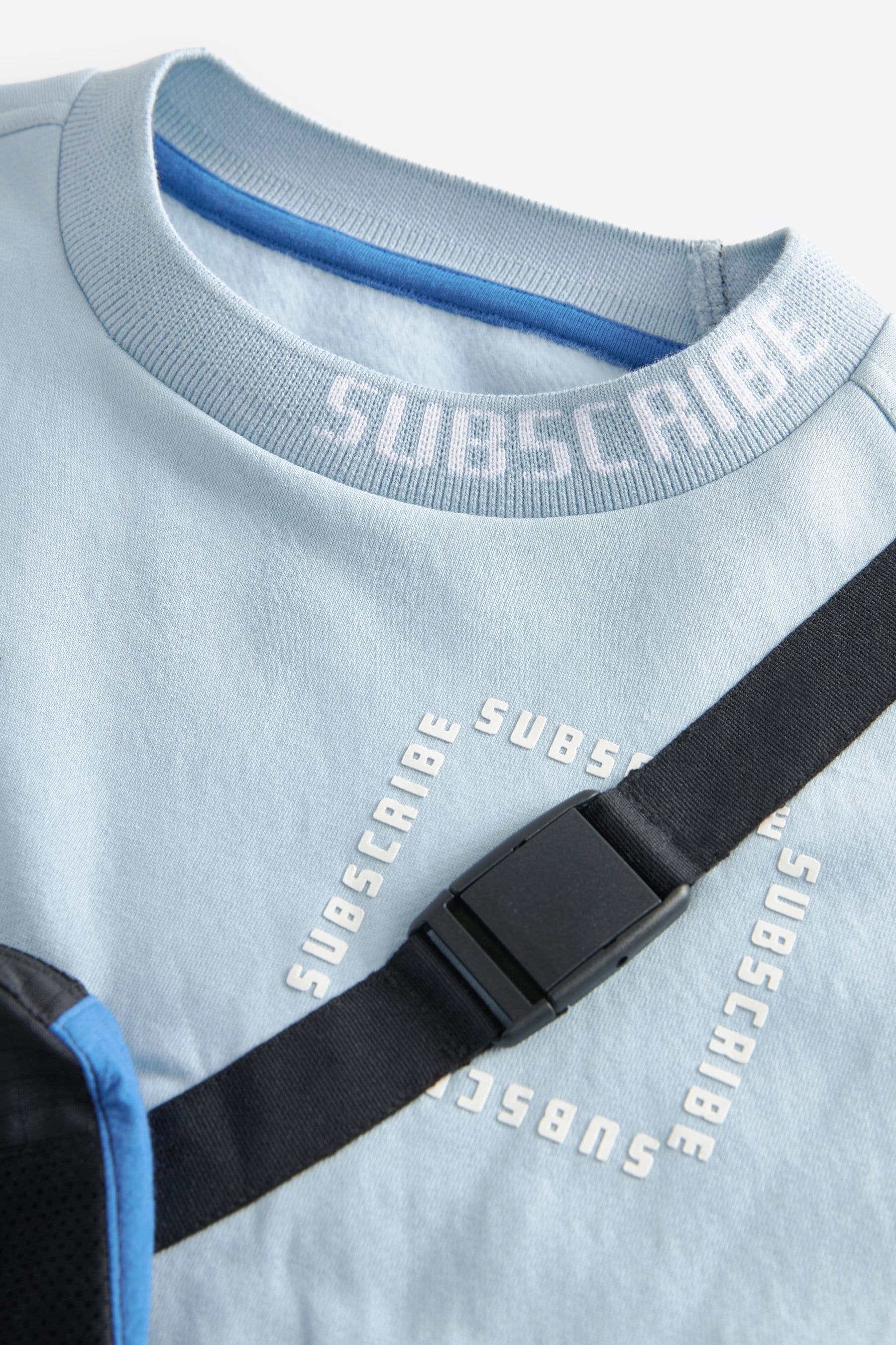 Blue Sub5cribe Bag Crew Neck Sweat Top (3-16yrs)