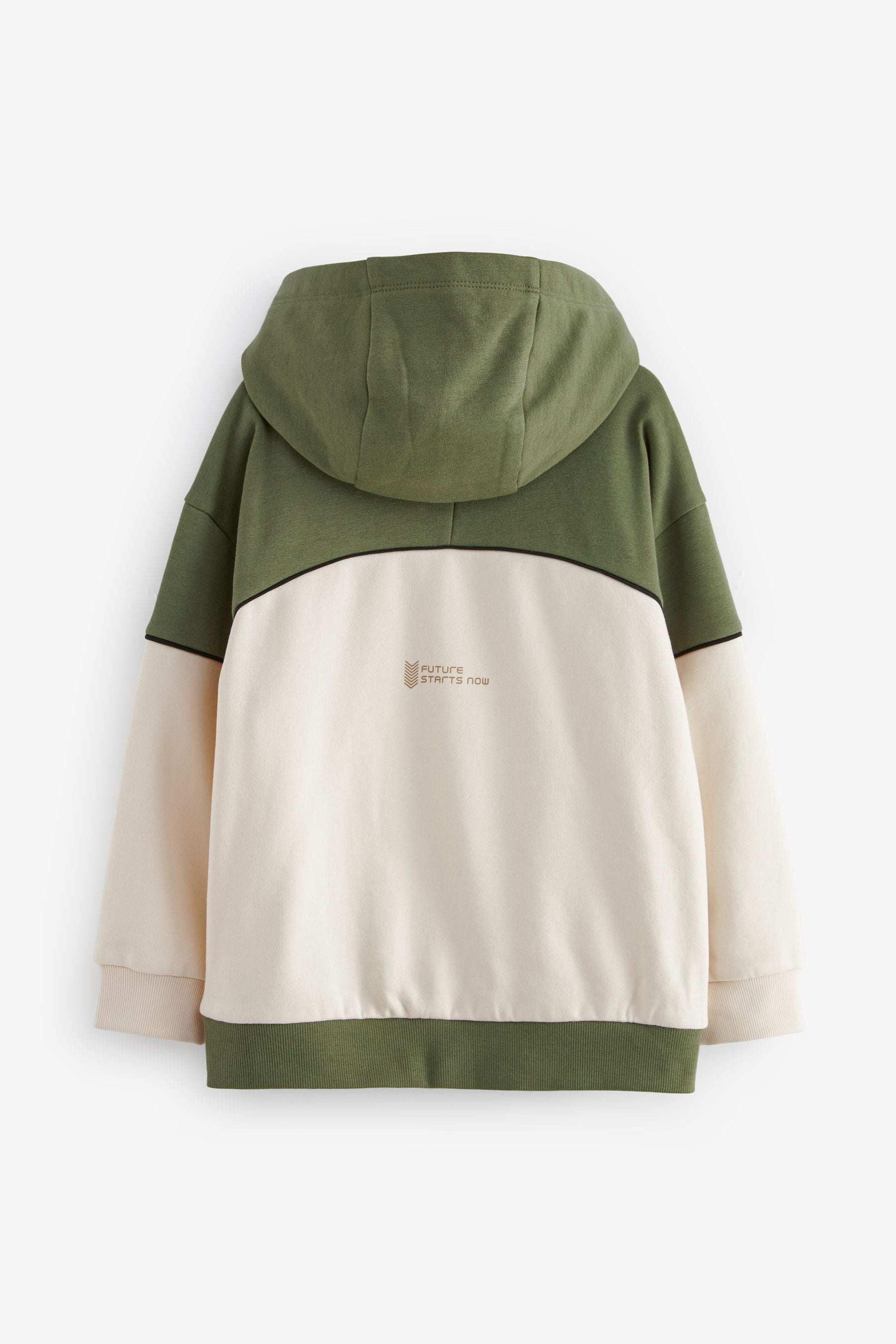 Khaki/Cream Midweight Colourblock Hoodie (3-16yrs)