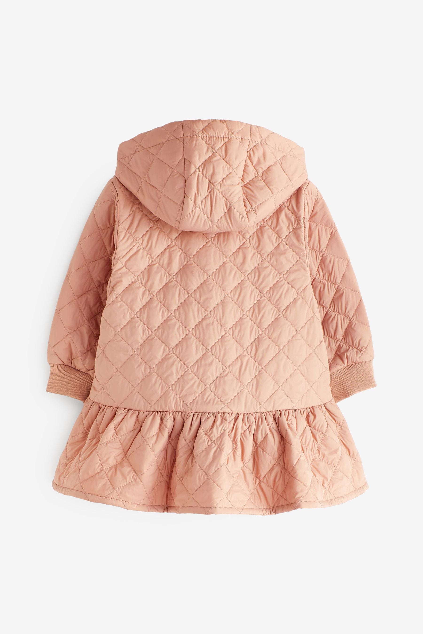 Camel Brown Shower Resistant Skirted Quilted Coat (3mths-7yrs)