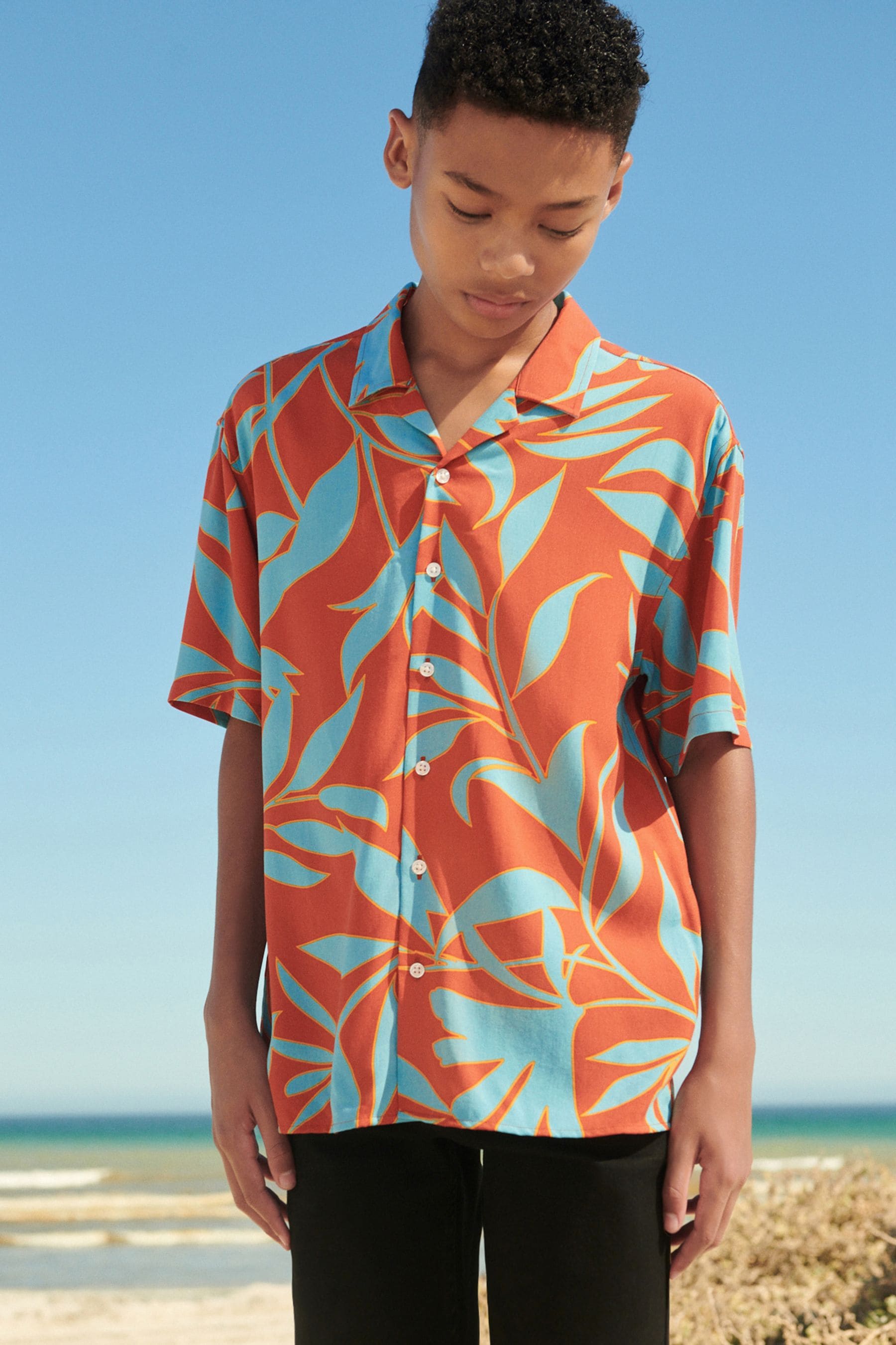 Hawaiian Red Short Sleeve Printed Shirt (3-16yrs)