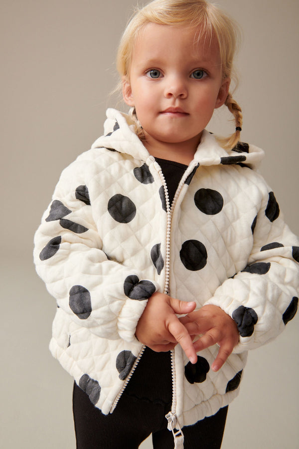 Monochrome Quilted Zip Through Hoodie (3mths-7yrs)