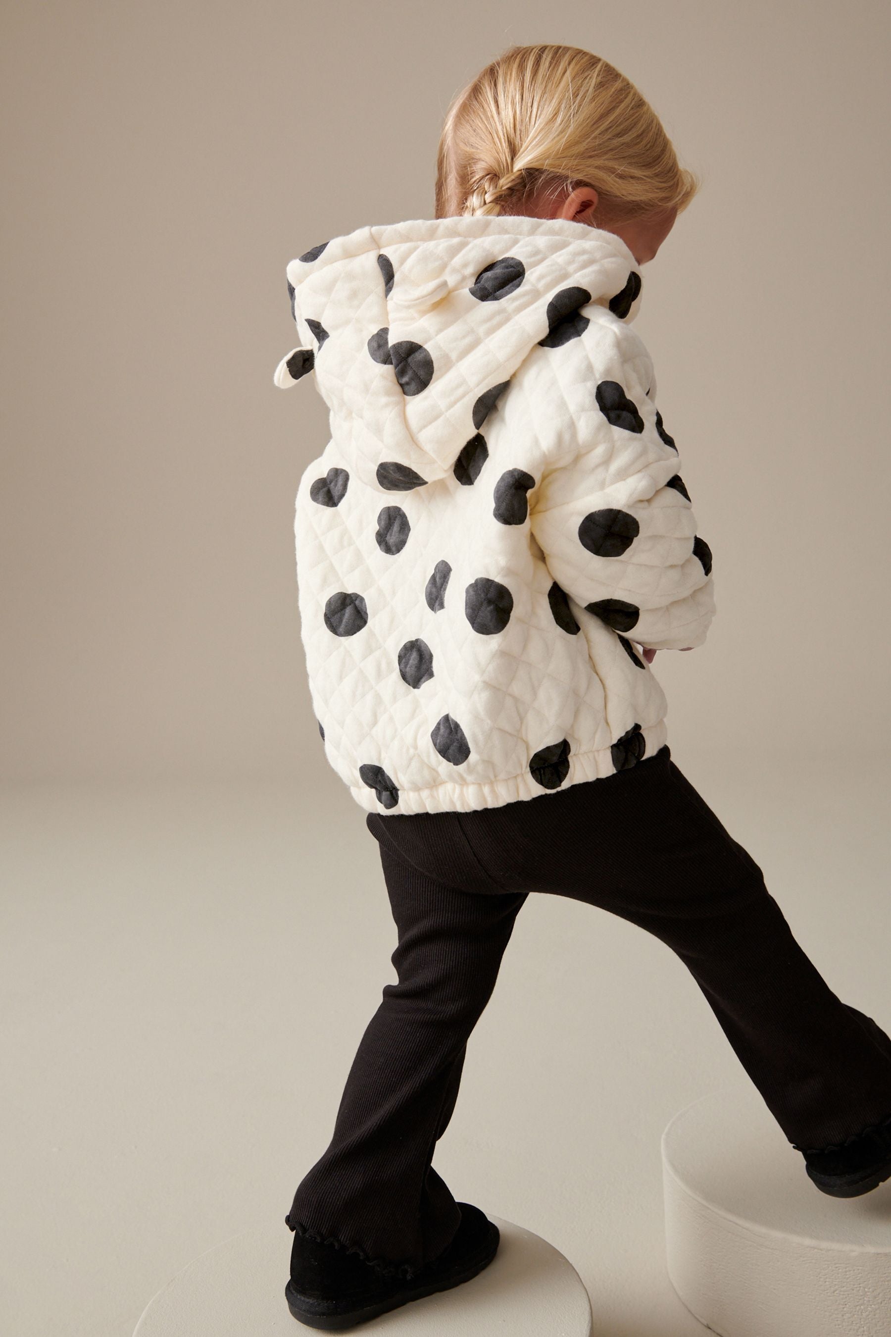 Monochrome Quilted Zip Through Hoodie (3mths-7yrs)