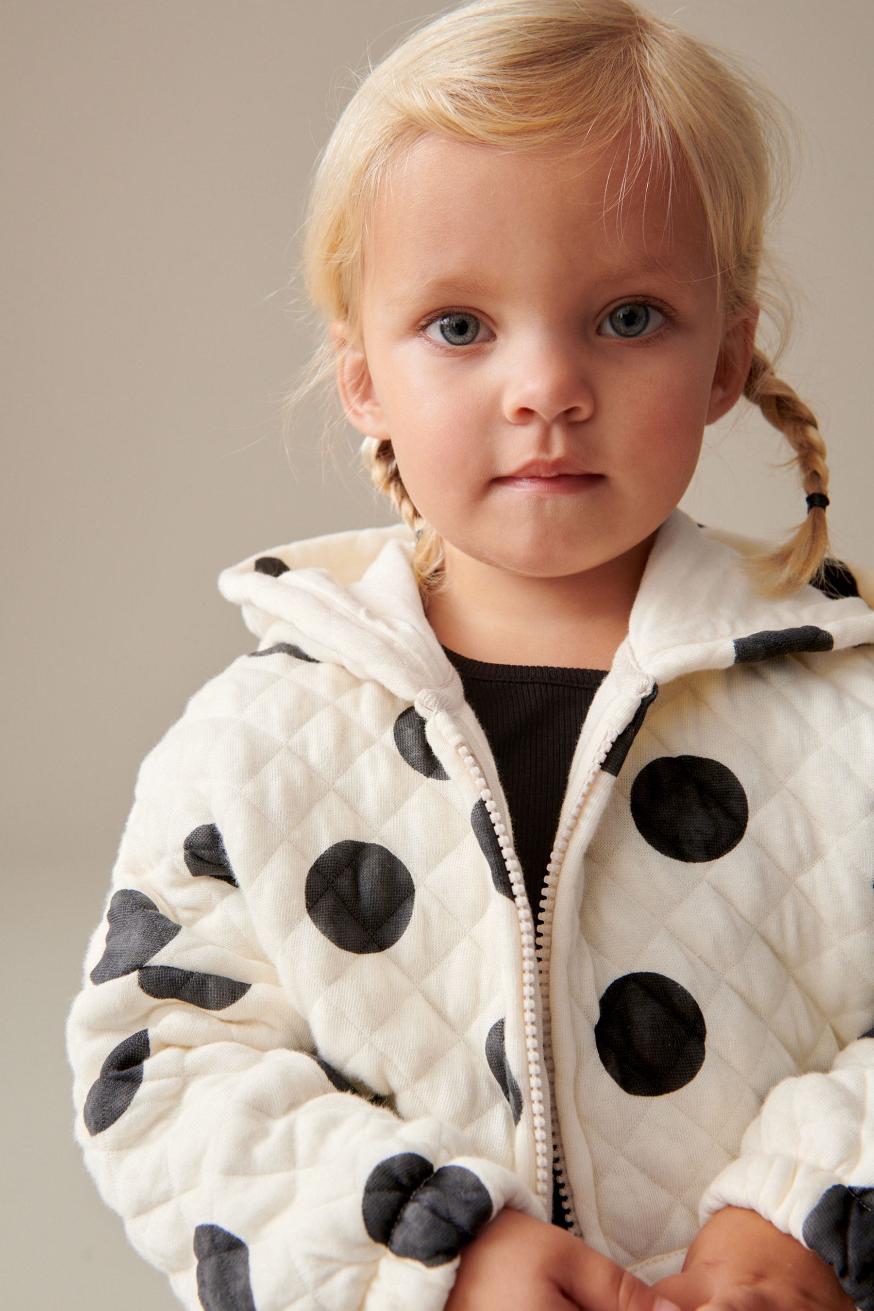 Monochrome Quilted Zip Through Hoodie (3mths-7yrs)