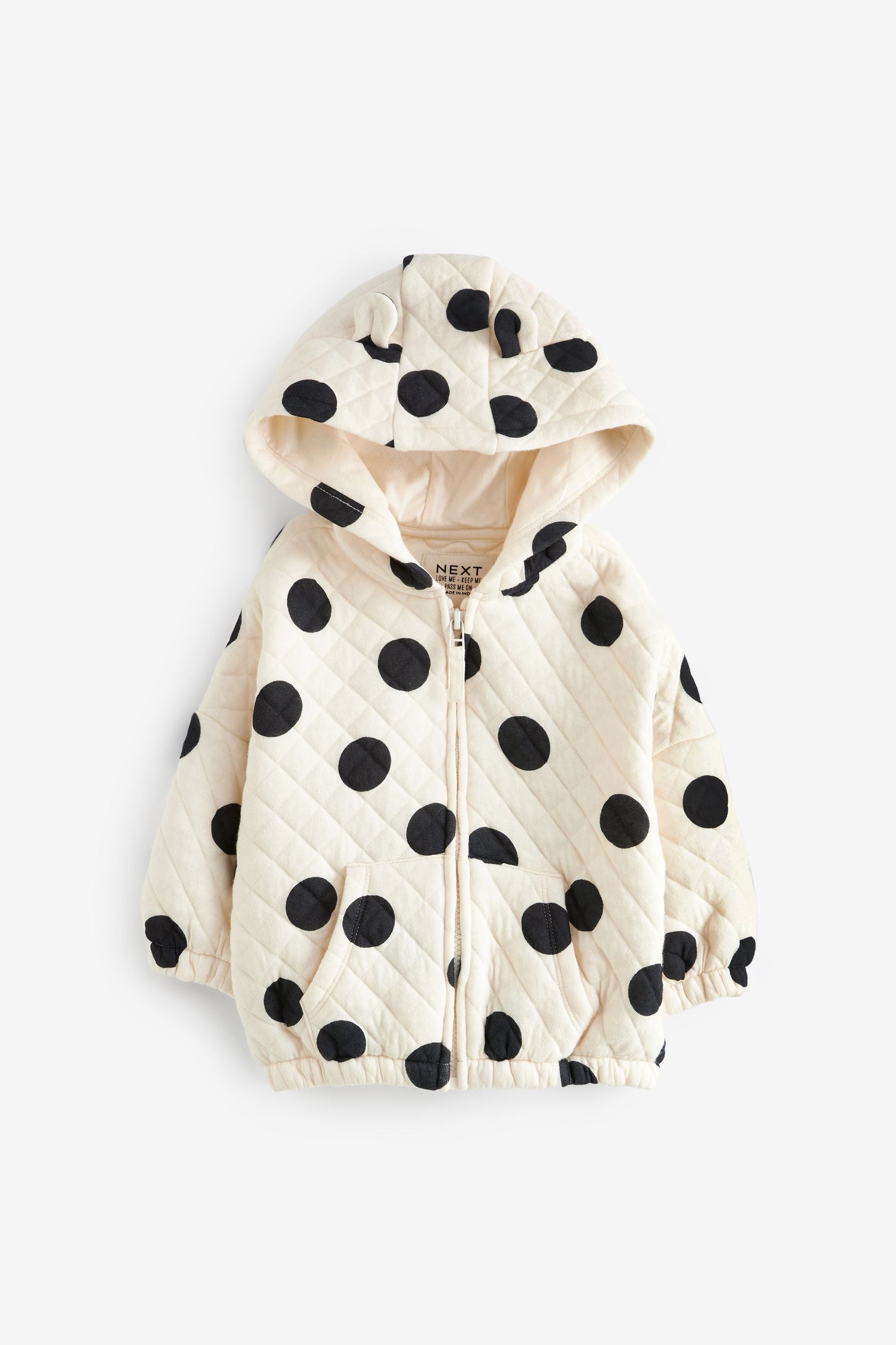 Monochrome Quilted Zip Through Hoodie (3mths-7yrs)