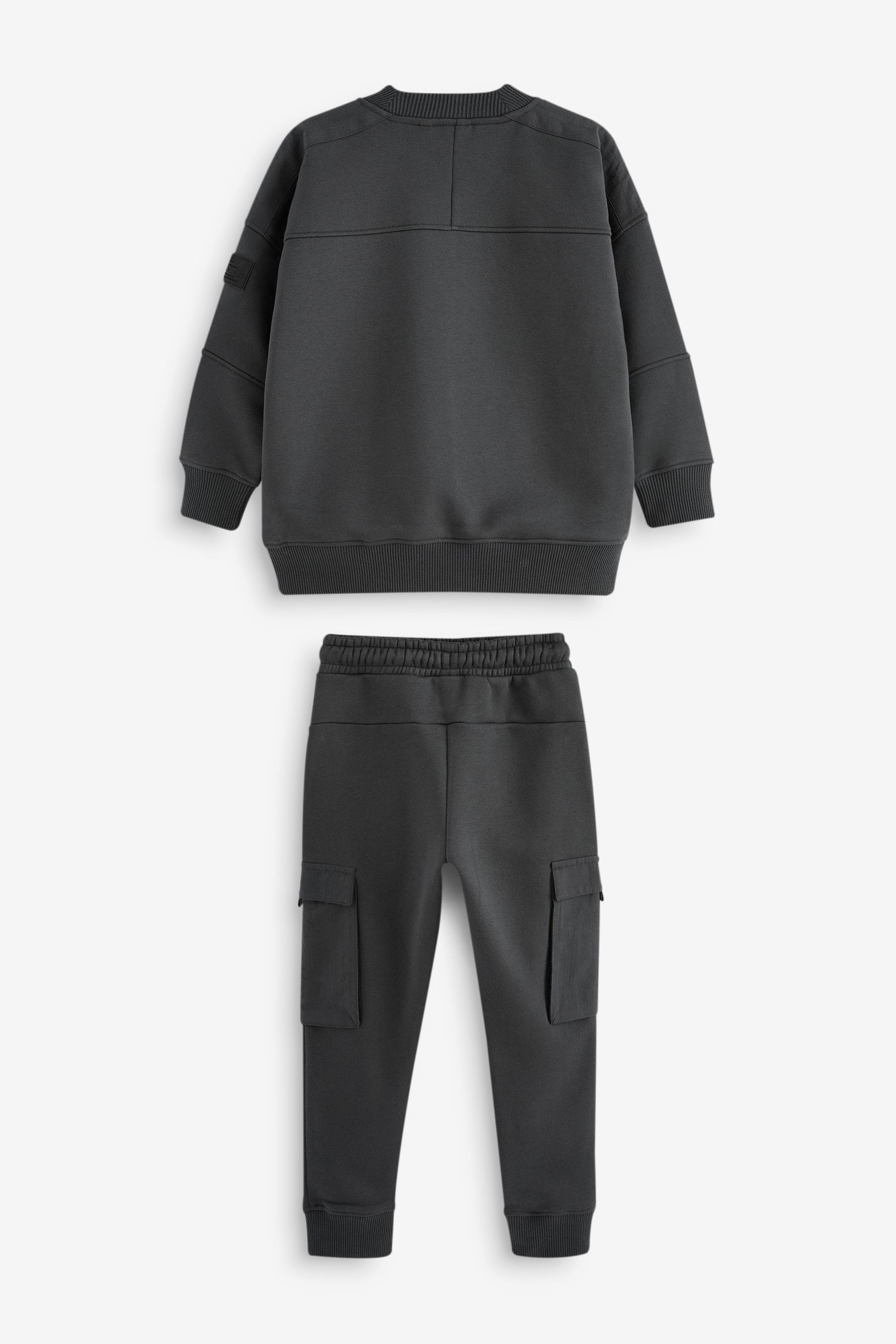 Charcoal Grey Utility Crew Neck Sweatshirt and Cargo Jogger Set (3-16yrs)