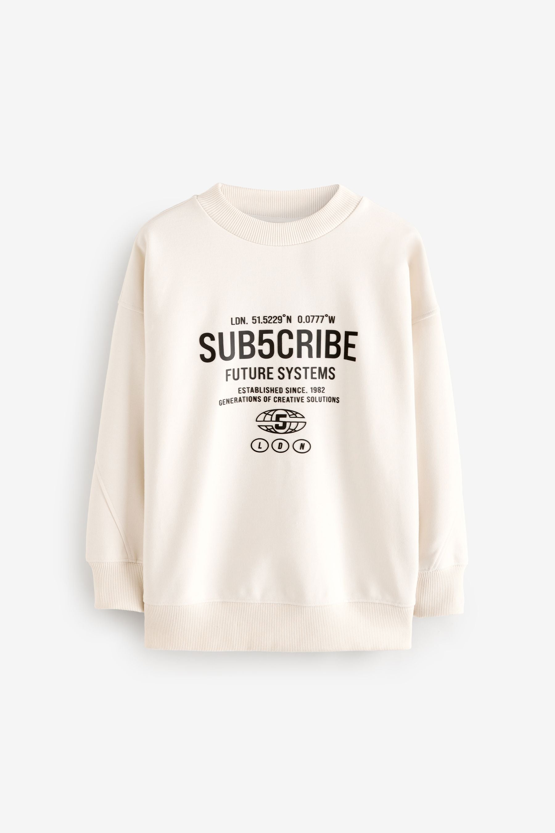 Cream Subscribe Crew Neck Sweat Top (3-16yrs)